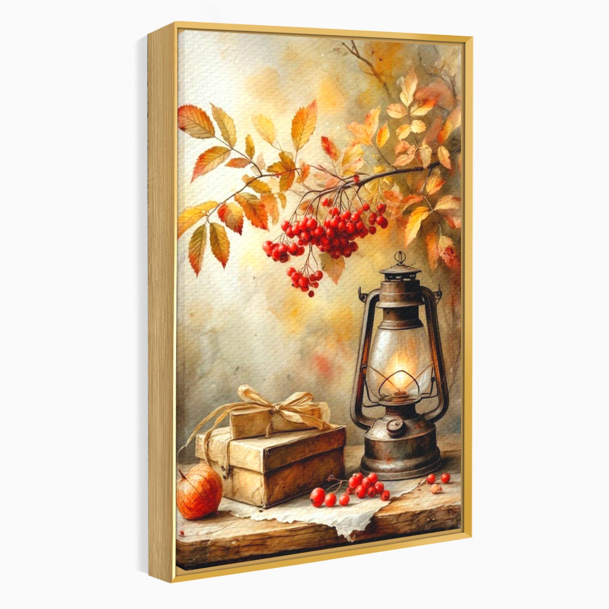 Tablou Canvas Premium LuxCanva® PI1068, Lanterna De Toamna, Lanterna, Toamna, Frunze, Decor, Living, Natura, Culori Vibrante