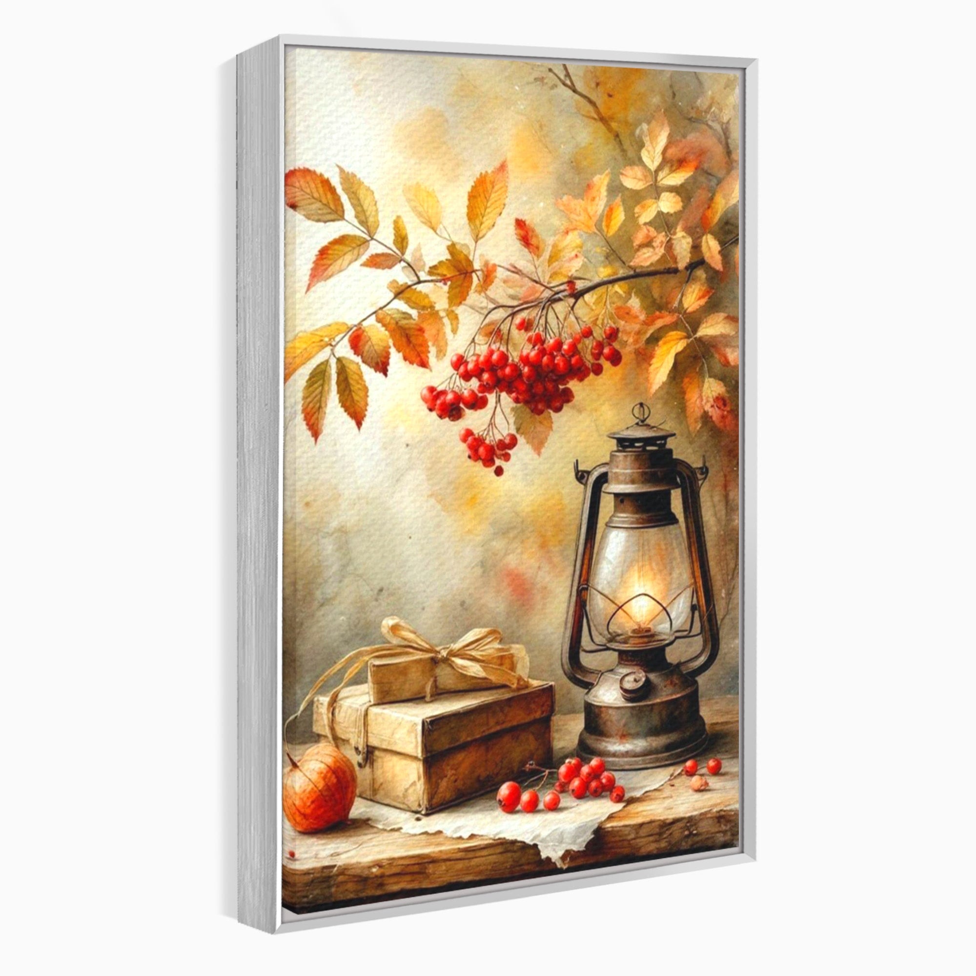 Tablou Canvas Premium LuxCanva® PI1068, Lanterna De Toamna, Lanterna, Toamna, Frunze, Decor, Living, Natura, Culori Vibrante