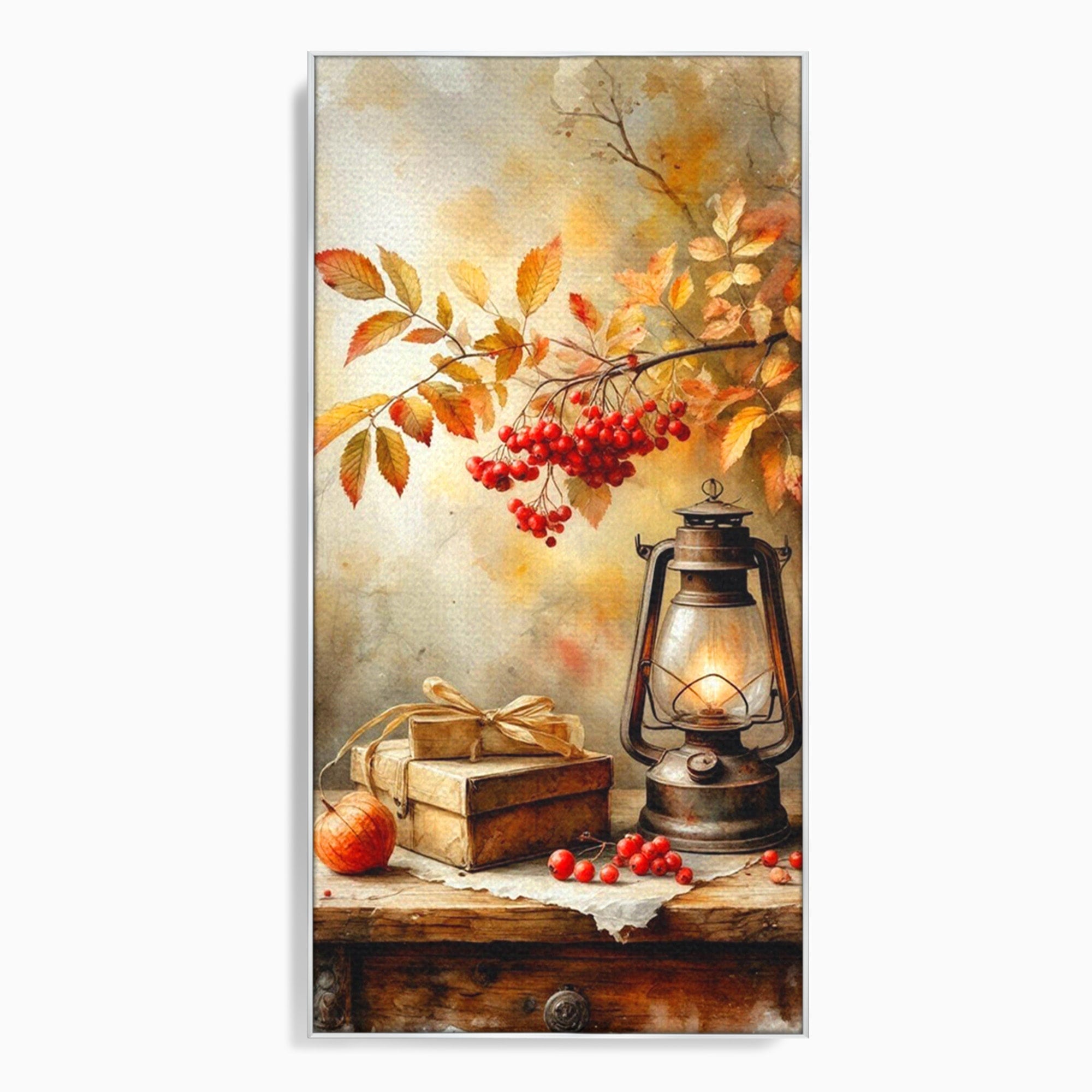 Tablou Canvas Premium LuxCanva® PI1068, Lanterna De Toamna, Lanterna, Toamna, Frunze, Decor, Living, Natura, Culori Vibrante
