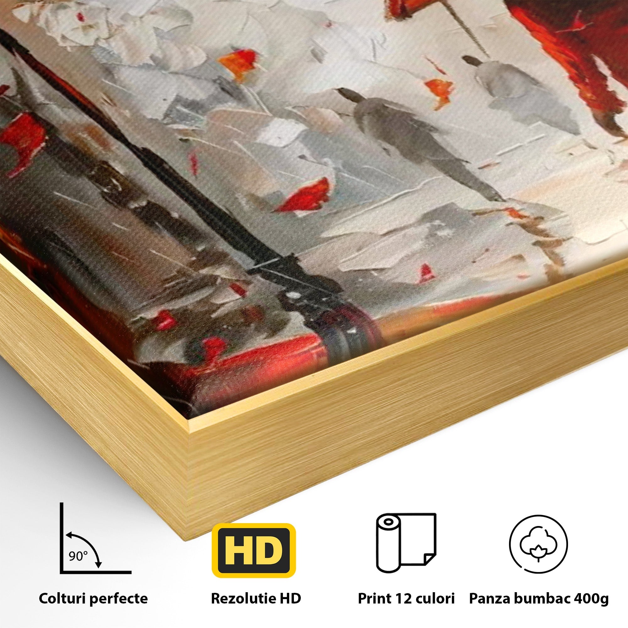 Tablou Canvas Premium LuxCanva® PI1069, Plimbare De Toamna, Toamna, Umbrela, Femeie, Plimbare, Parc, Living, Romantic, Culori Vibrante