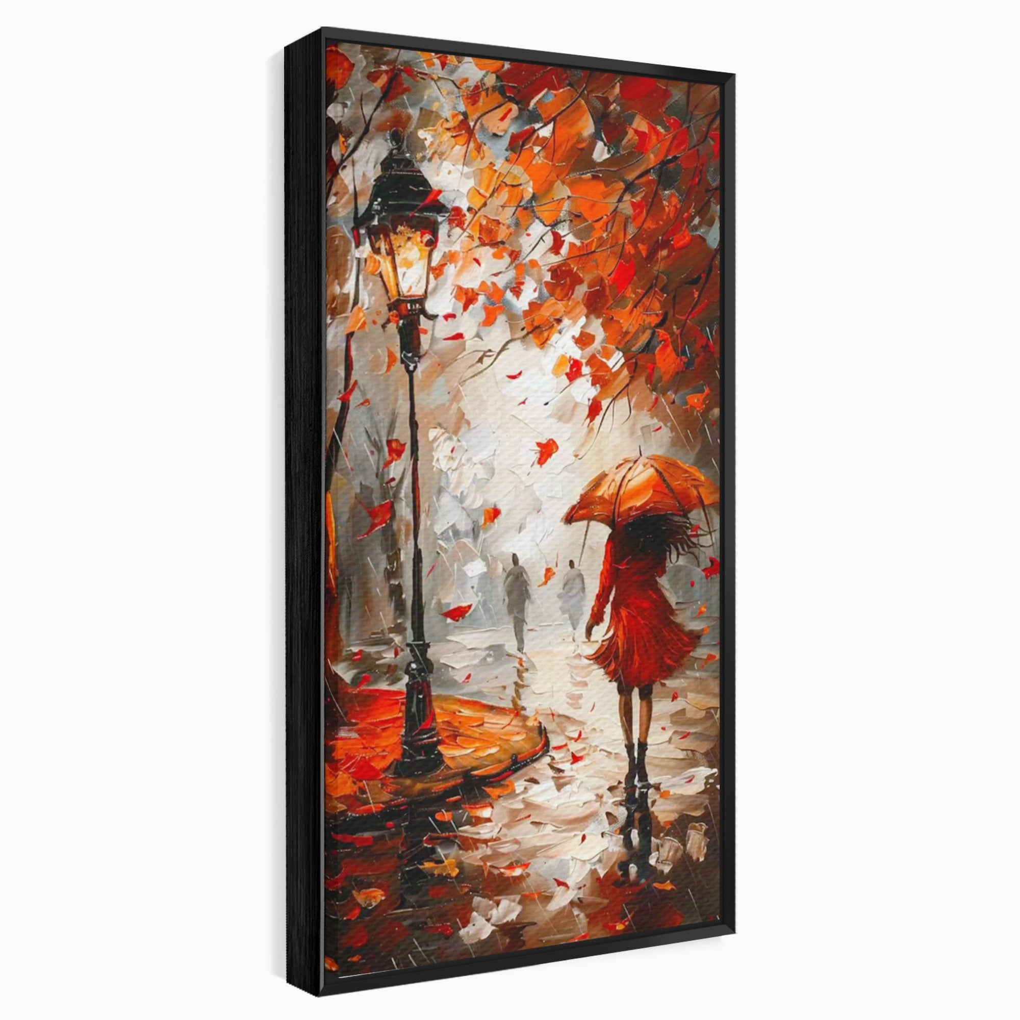 Tablou Canvas Premium LuxCanva® PI1069, Plimbare De Toamna, Toamna, Umbrela, Femeie, Plimbare, Parc, Living, Romantic, Culori Vibrante