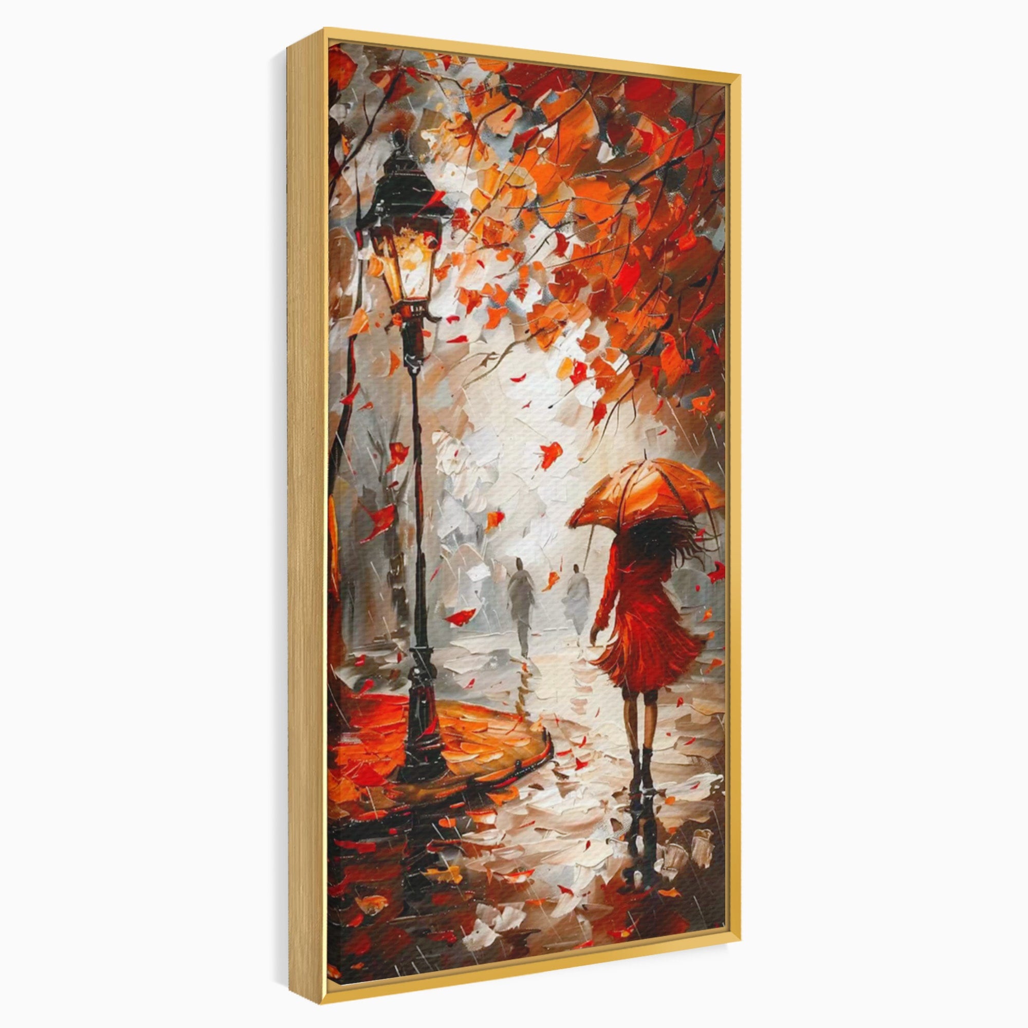 Tablou Canvas Premium LuxCanva® PI1069, Plimbare De Toamna, Toamna, Umbrela, Femeie, Plimbare, Parc, Living, Romantic, Culori Vibrante