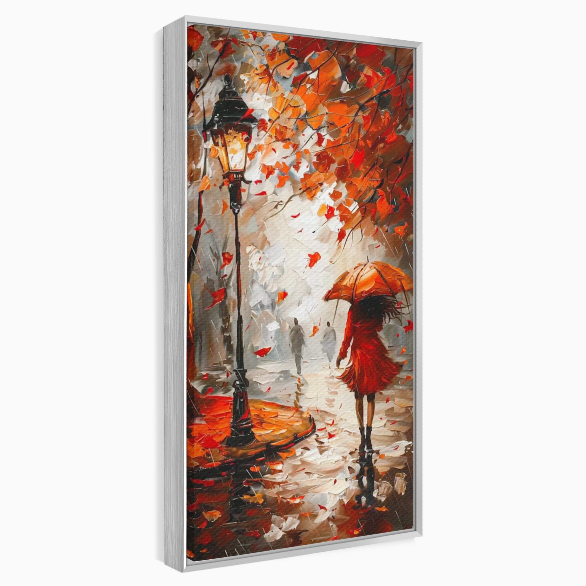Tablou Canvas Premium LuxCanva® PI1069, Plimbare De Toamna, Toamna, Umbrela, Femeie, Plimbare, Parc, Living, Romantic, Culori Vibrante