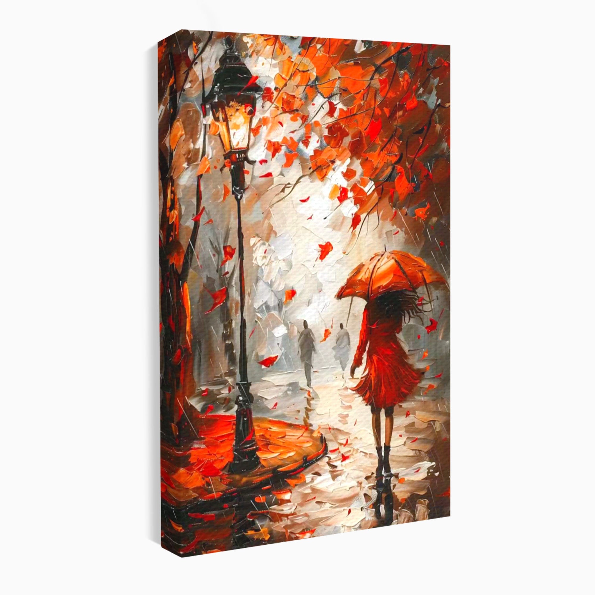 Tablou Canvas Premium LuxCanva® PI1069, Plimbare De Toamna, Toamna, Umbrela, Femeie, Plimbare, Parc, Living, Romantic, Culori Vibrante
