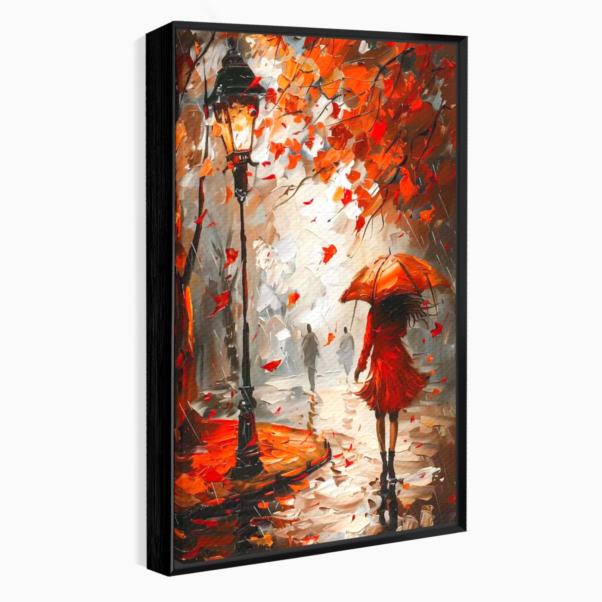 Tablou Canvas Premium LuxCanva® PI1069, Plimbare De Toamna, Toamna, Umbrela, Femeie, Plimbare, Parc, Living, Romantic, Culori Vibrante