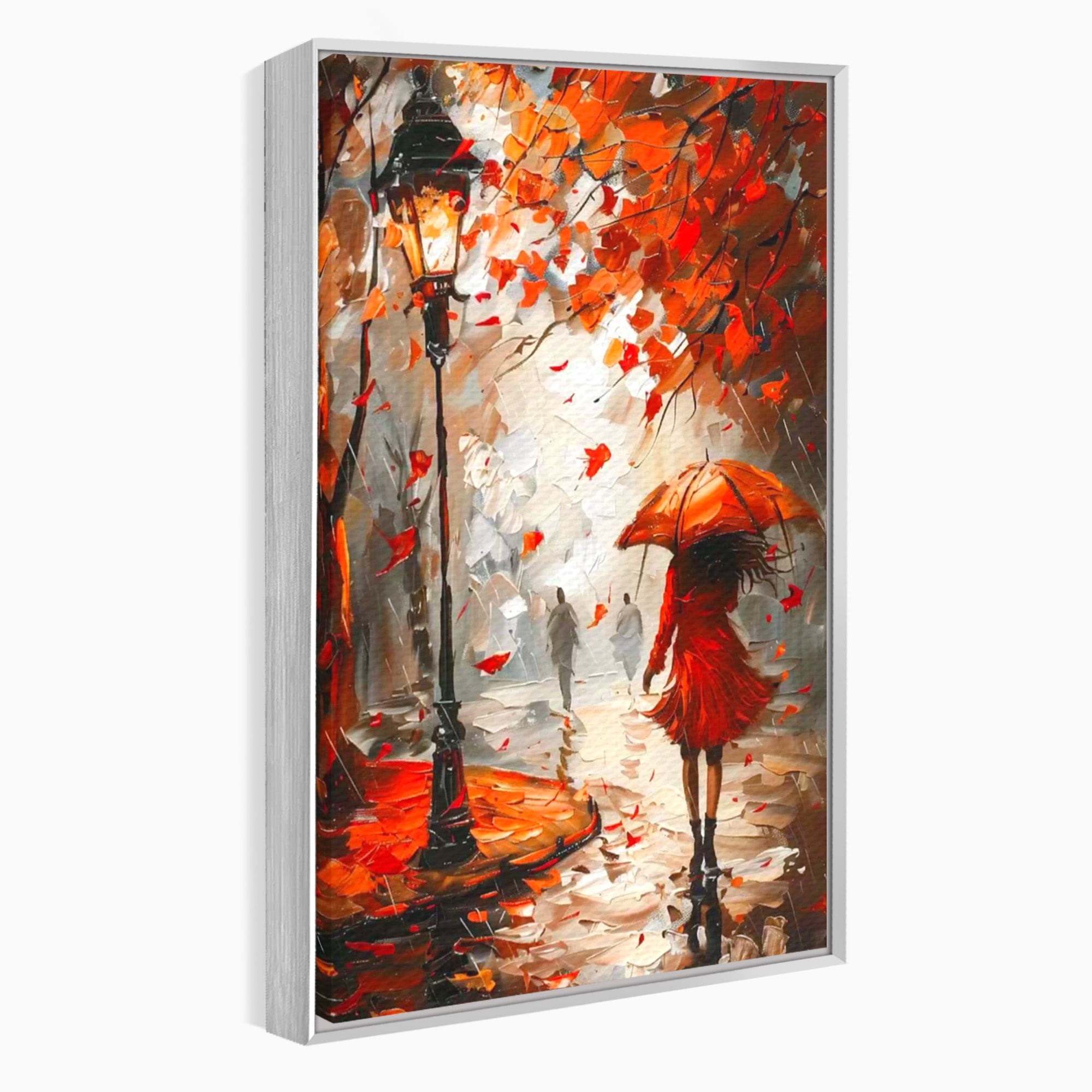 Tablou Canvas Premium LuxCanva® PI1069, Plimbare De Toamna, Toamna, Umbrela, Femeie, Plimbare, Parc, Living, Romantic, Culori Vibrante