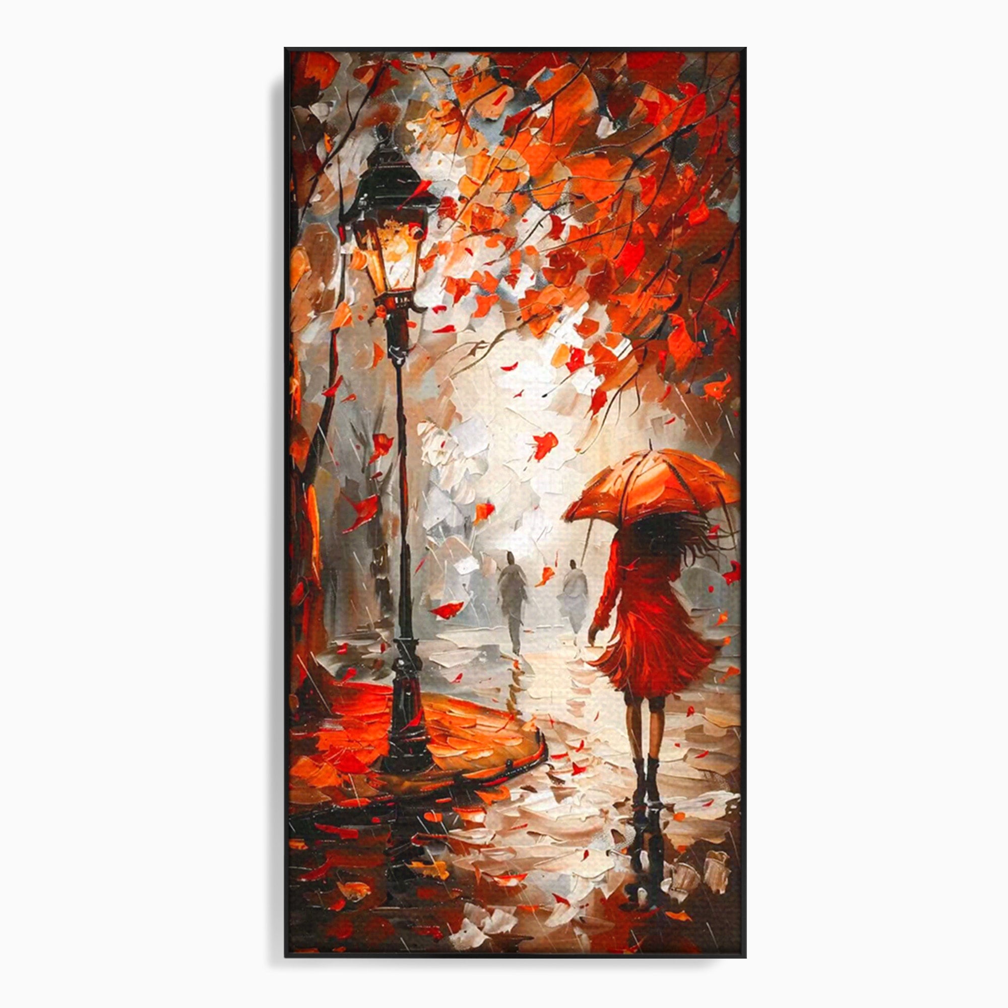 Tablou Canvas Premium LuxCanva® PI1069, Plimbare De Toamna, Toamna, Umbrela, Femeie, Plimbare, Parc, Living, Romantic, Culori Vibrante
