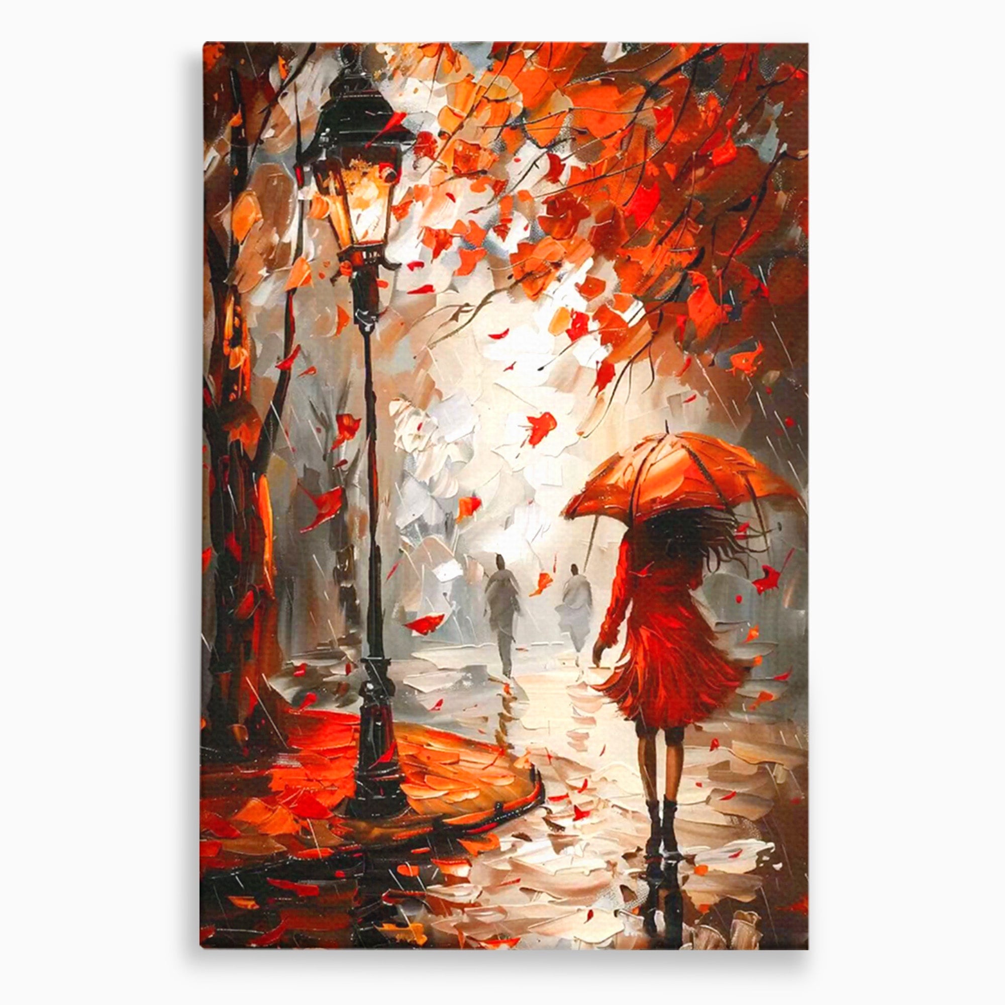 Tablou Canvas Premium LuxCanva® PI1069, Plimbare De Toamna, Toamna, Umbrela, Femeie, Plimbare, Parc, Living, Romantic, Culori Vibrante