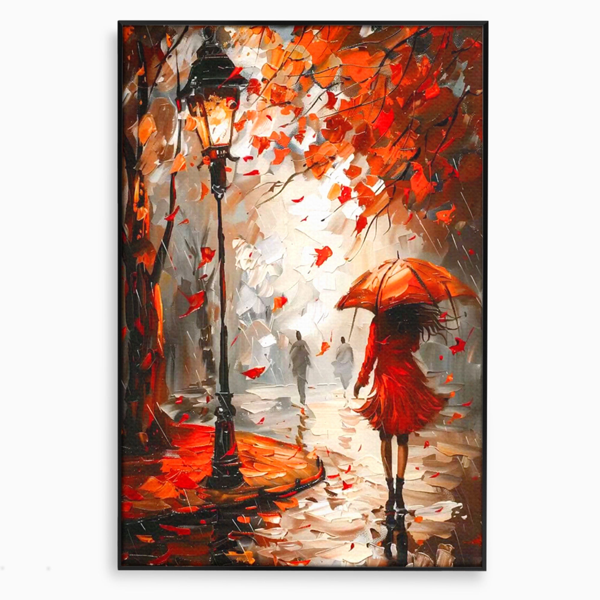 Tablou Canvas Premium LuxCanva® PI1069, Plimbare De Toamna, Toamna, Umbrela, Femeie, Plimbare, Parc, Living, Romantic, Culori Vibrante