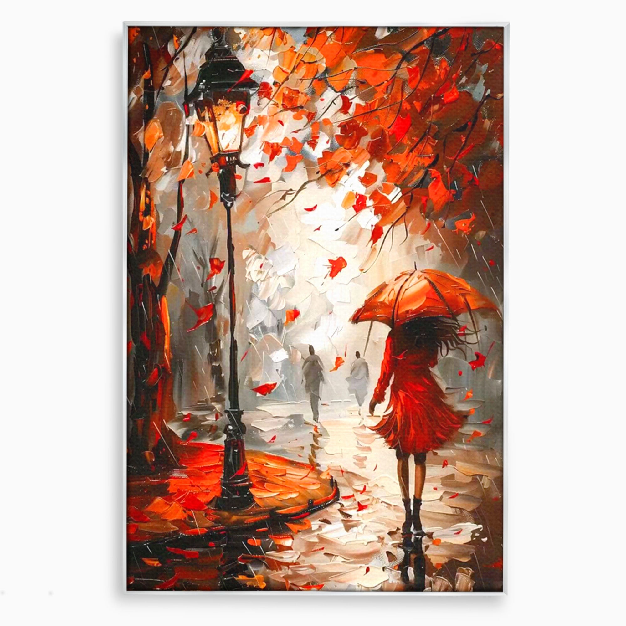 Tablou Canvas Premium LuxCanva® PI1069, Plimbare De Toamna, Toamna, Umbrela, Femeie, Plimbare, Parc, Living, Romantic, Culori Vibrante