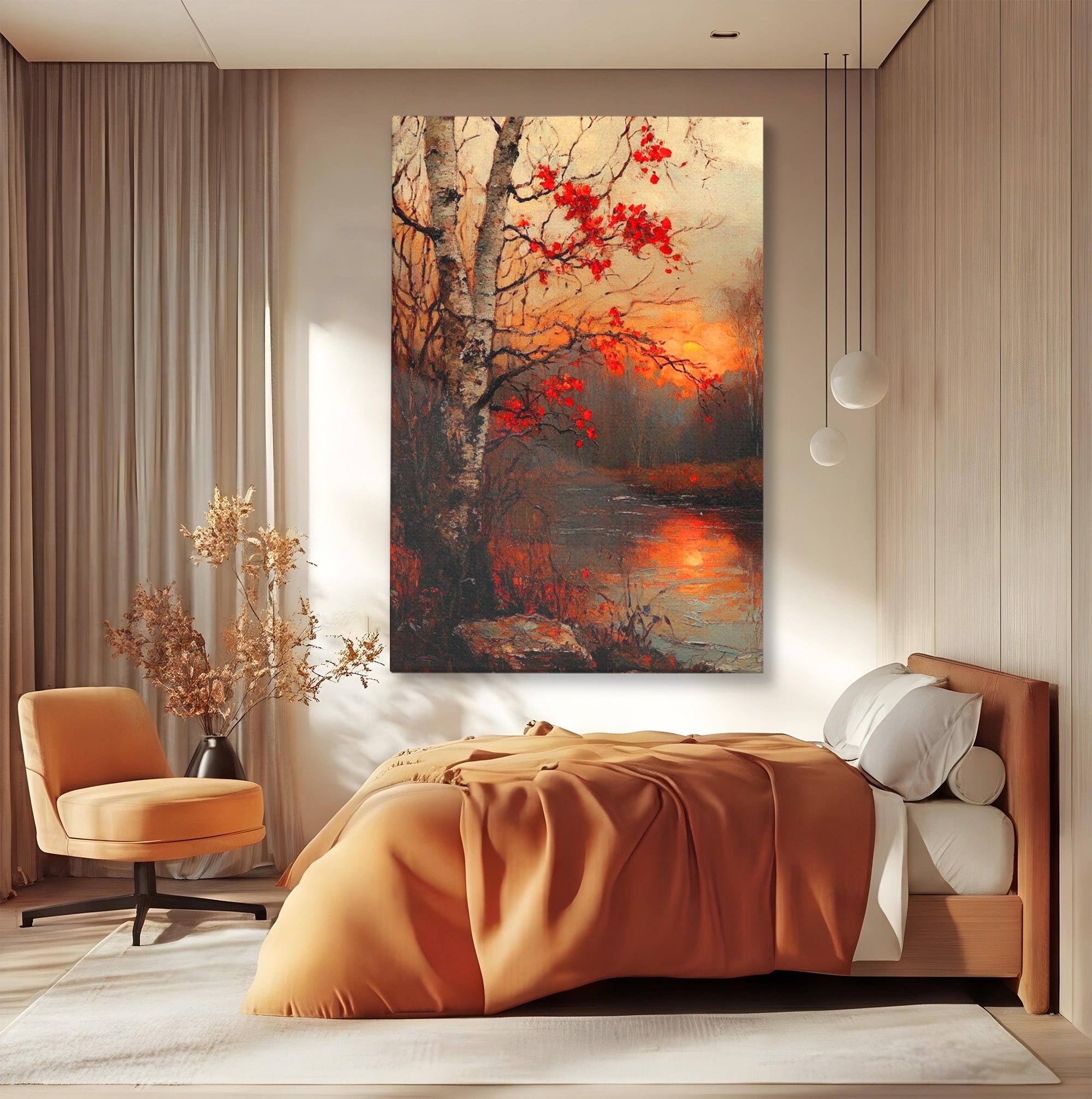 Tablou Canvas Premium LuxCanva® PI1070, Apus De Toamna, Anotimp, Toamna, Peisaj, Natura, Living, Culori Vibrante