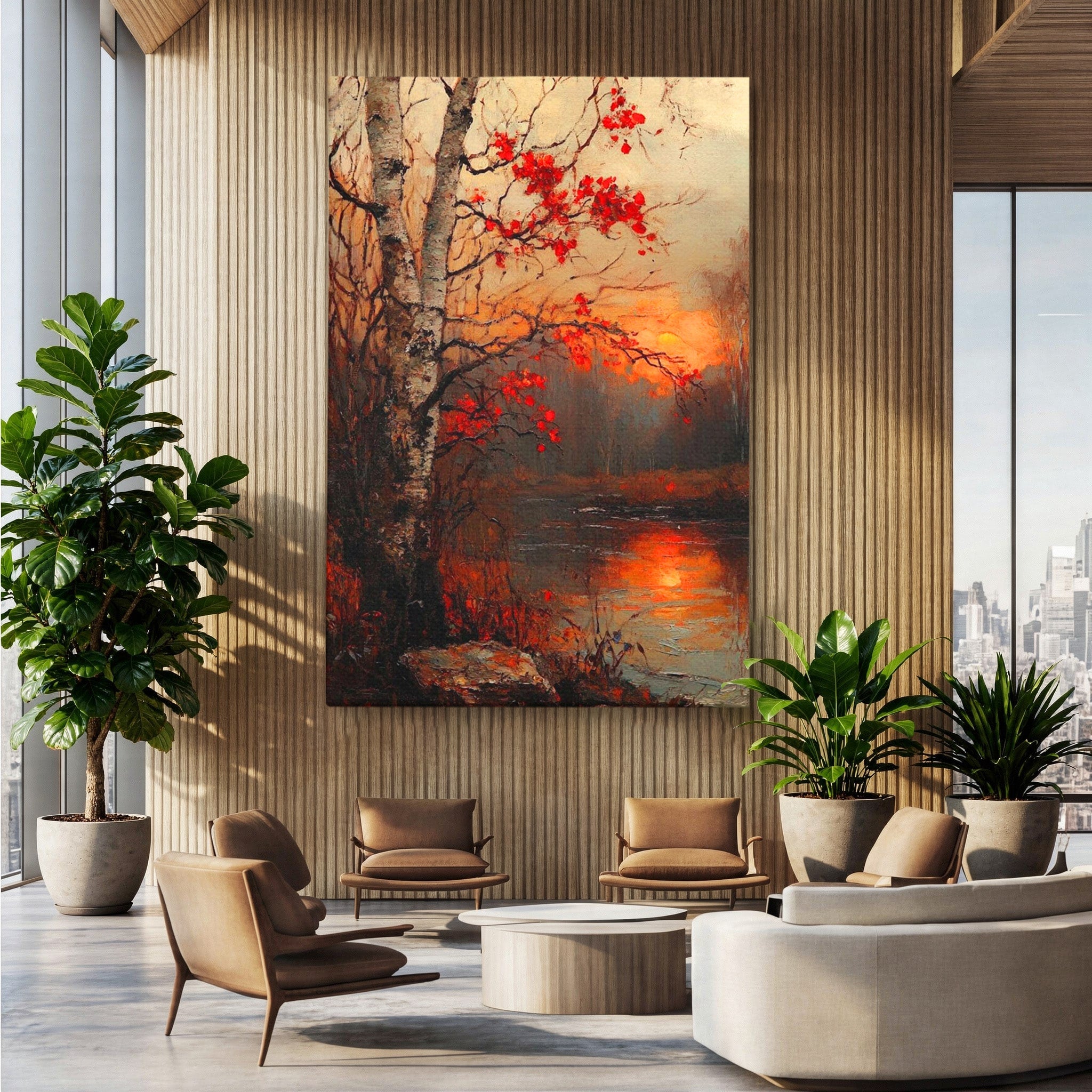 Tablou Canvas Premium LuxCanva® PI1070, Apus De Toamna, Anotimp, Toamna, Peisaj, Natura, Living, Culori Vibrante