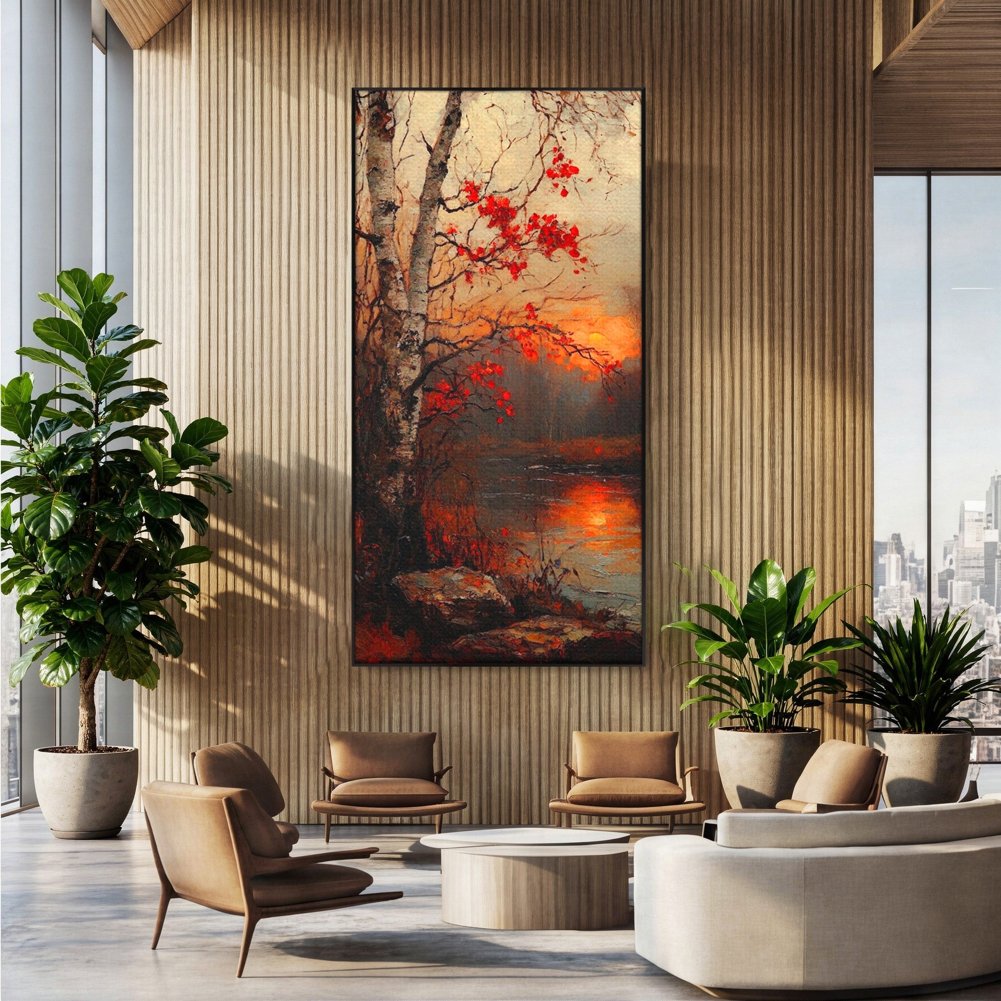 Tablou Canvas Premium LuxCanva® PI1070, Apus De Toamna, Anotimp, Toamna, Peisaj, Natura, Living, Culori Vibrante