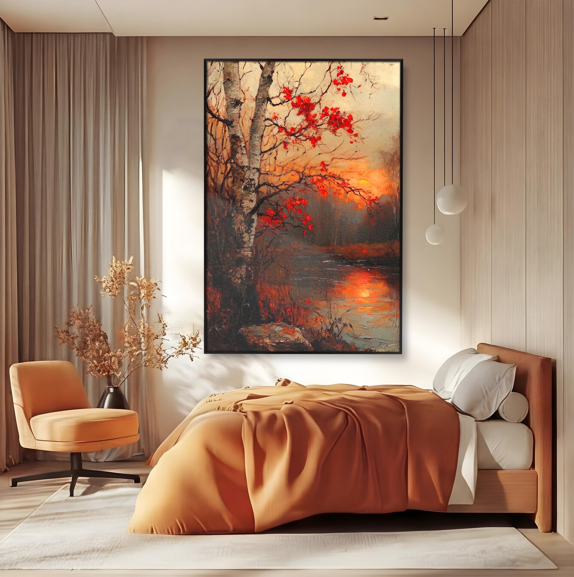 Tablou Canvas Premium LuxCanva® PI1070, Apus De Toamna, Anotimp, Toamna, Peisaj, Natura, Living, Culori Vibrante