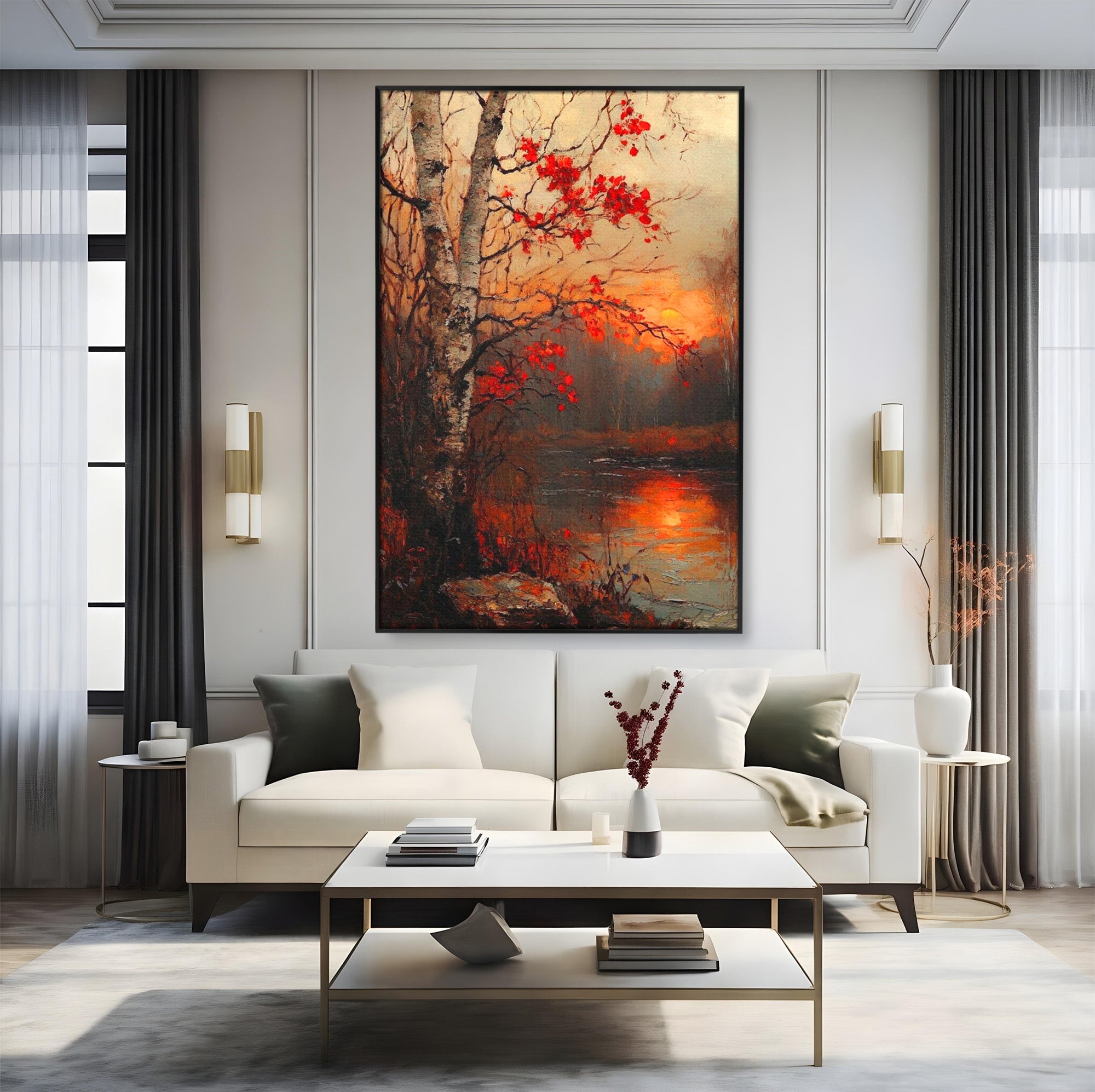 Tablou Canvas Premium LuxCanva® PI1070, Apus De Toamna, Anotimp, Toamna, Peisaj, Natura, Living, Culori Vibrante