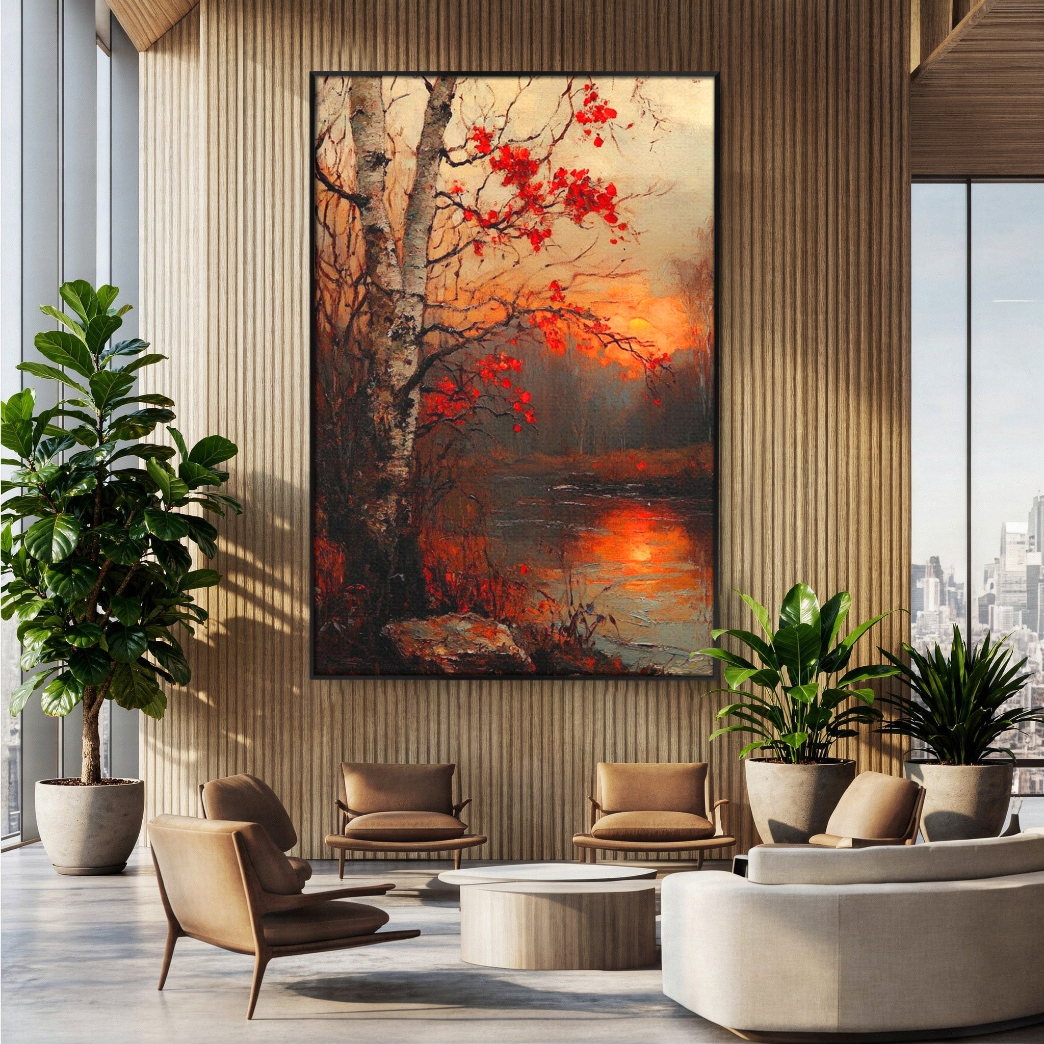 Tablou Canvas Premium LuxCanva® PI1070, Apus De Toamna, Anotimp, Toamna, Peisaj, Natura, Living, Culori Vibrante