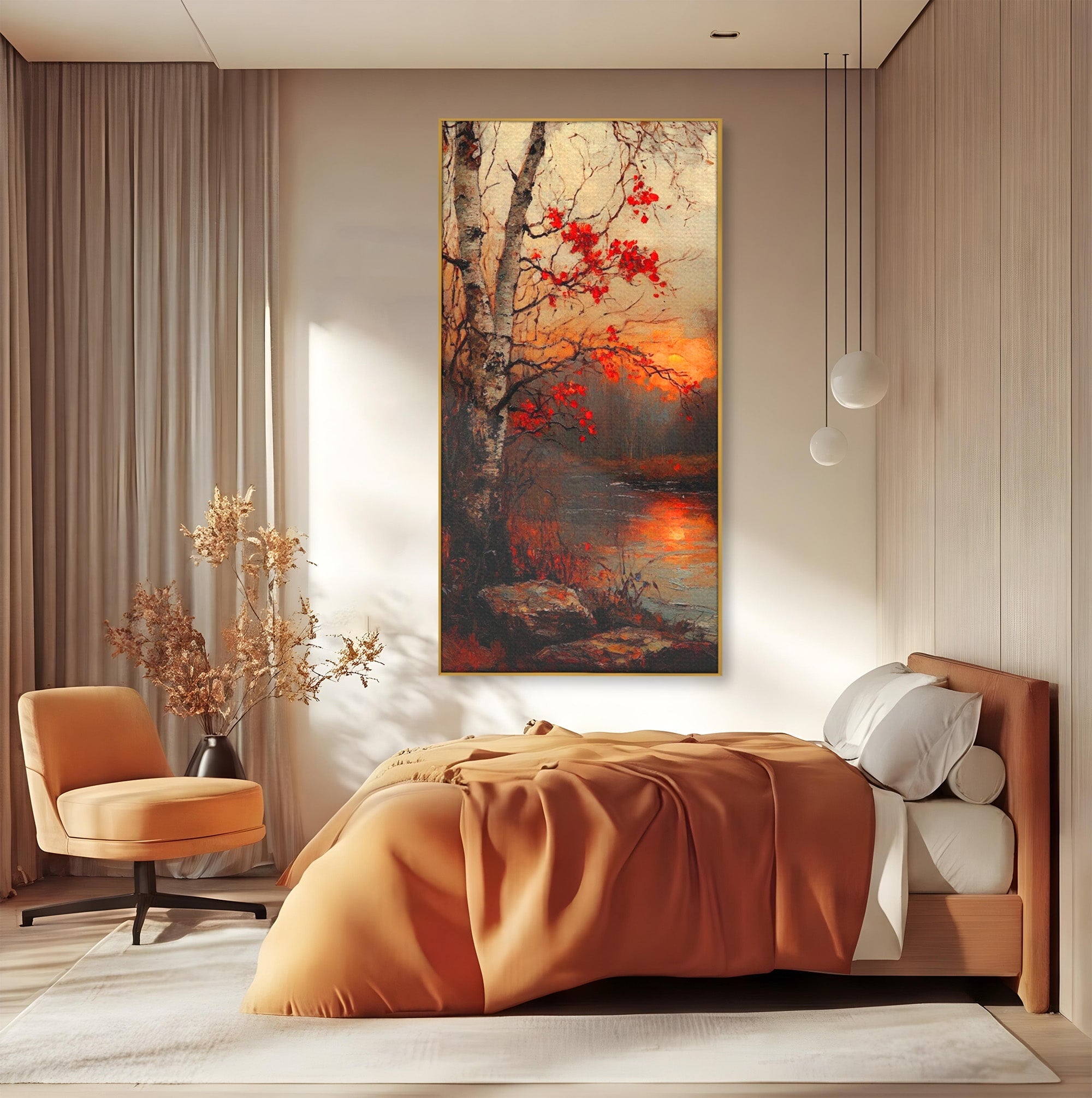 Tablou Canvas Premium LuxCanva® PI1070, Apus De Toamna, Anotimp, Toamna, Peisaj, Natura, Living, Culori Vibrante