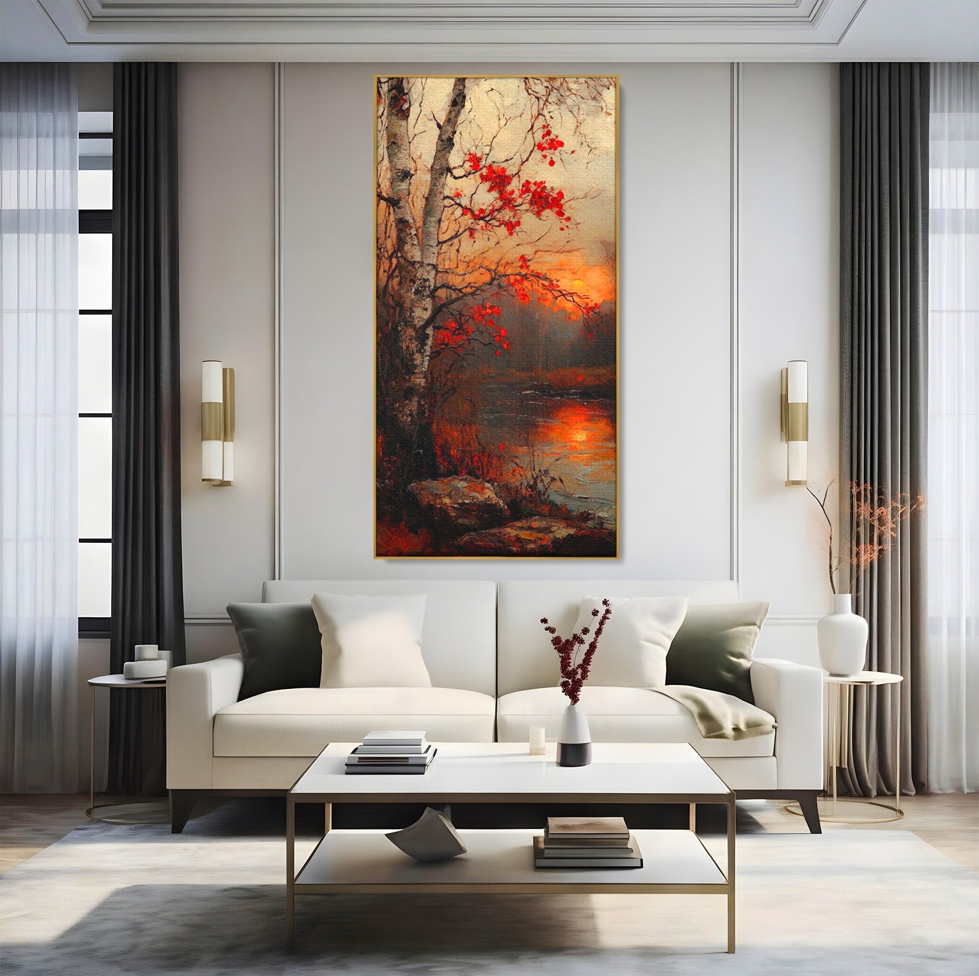 Tablou Canvas Premium LuxCanva® PI1070, Apus De Toamna, Anotimp, Toamna, Peisaj, Natura, Living, Culori Vibrante