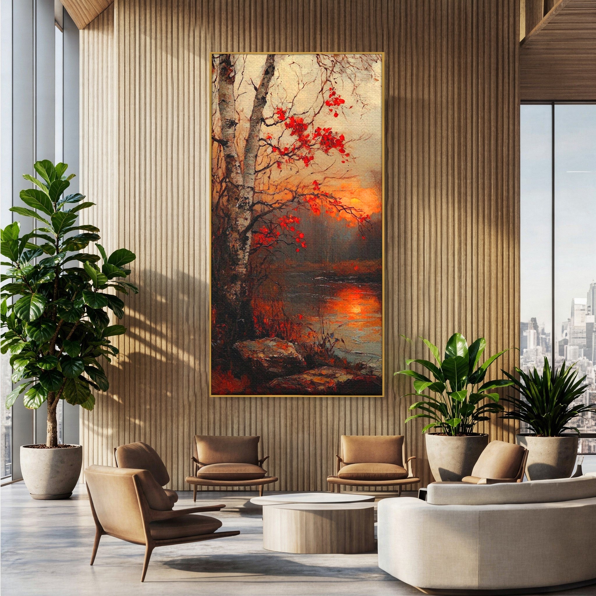 Tablou Canvas Premium LuxCanva® PI1070, Apus De Toamna, Anotimp, Toamna, Peisaj, Natura, Living, Culori Vibrante