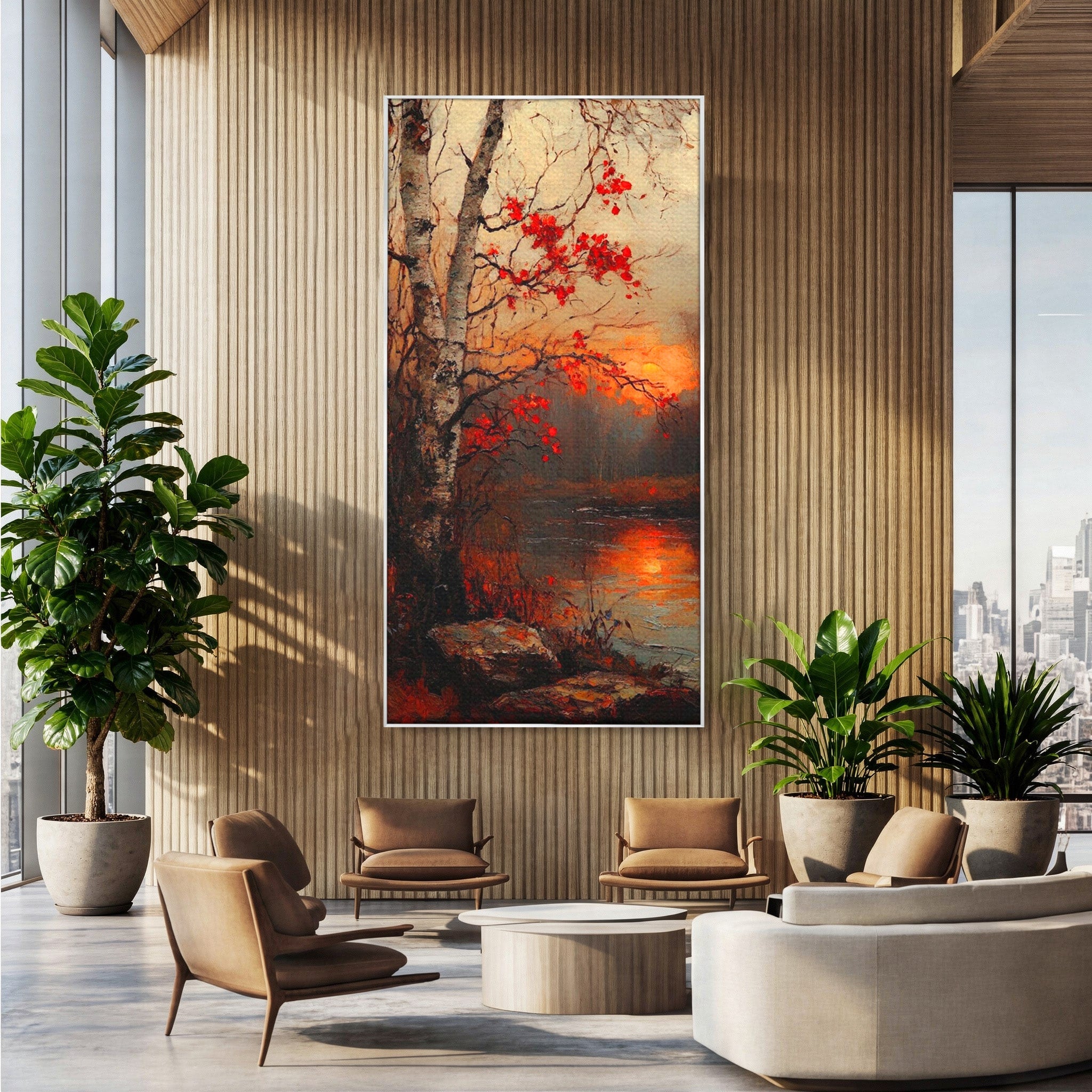 Tablou Canvas Premium LuxCanva® PI1070, Apus De Toamna, Anotimp, Toamna, Peisaj, Natura, Living, Culori Vibrante