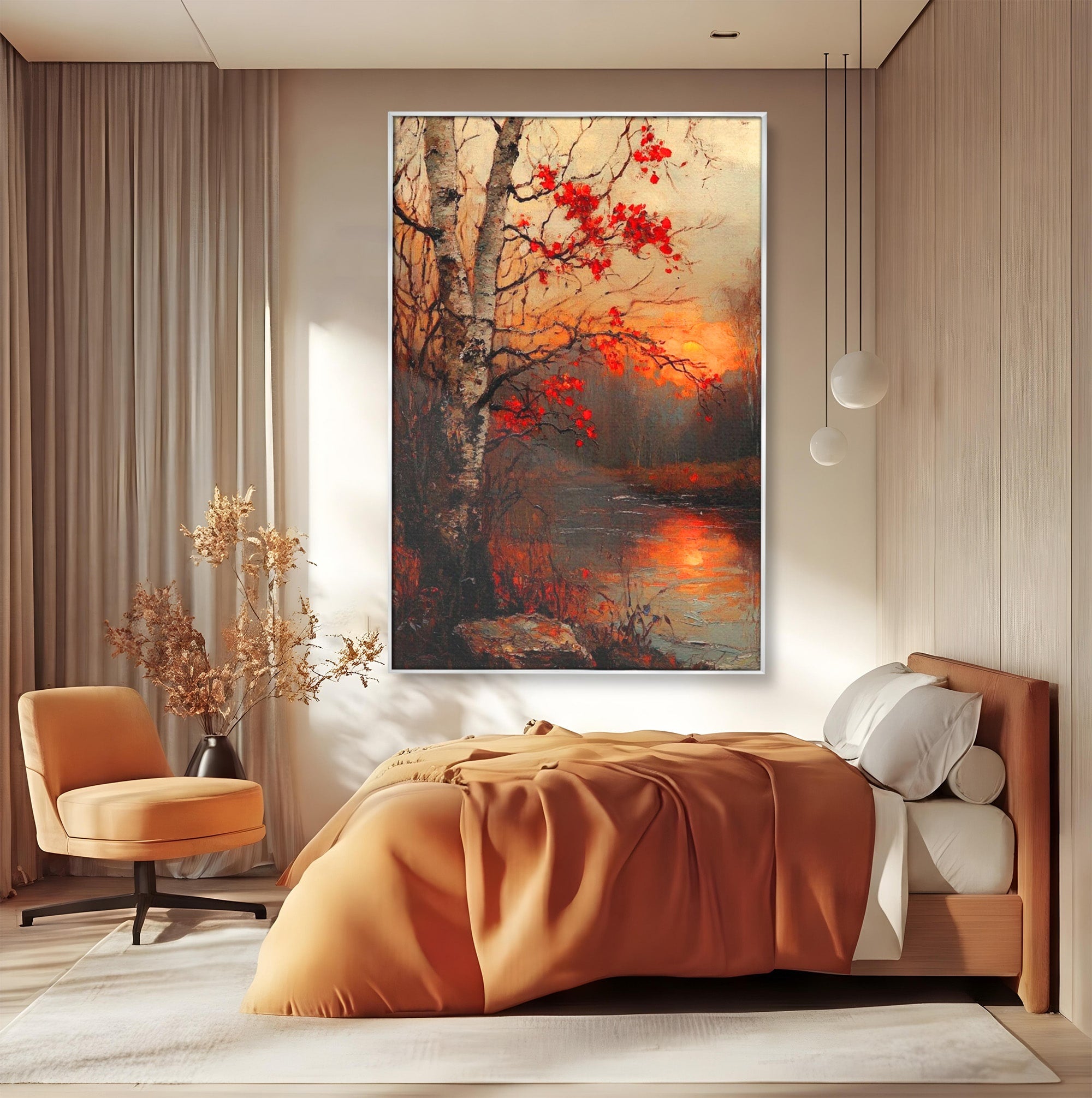 Tablou Canvas Premium LuxCanva® PI1070, Apus De Toamna, Anotimp, Toamna, Peisaj, Natura, Living, Culori Vibrante