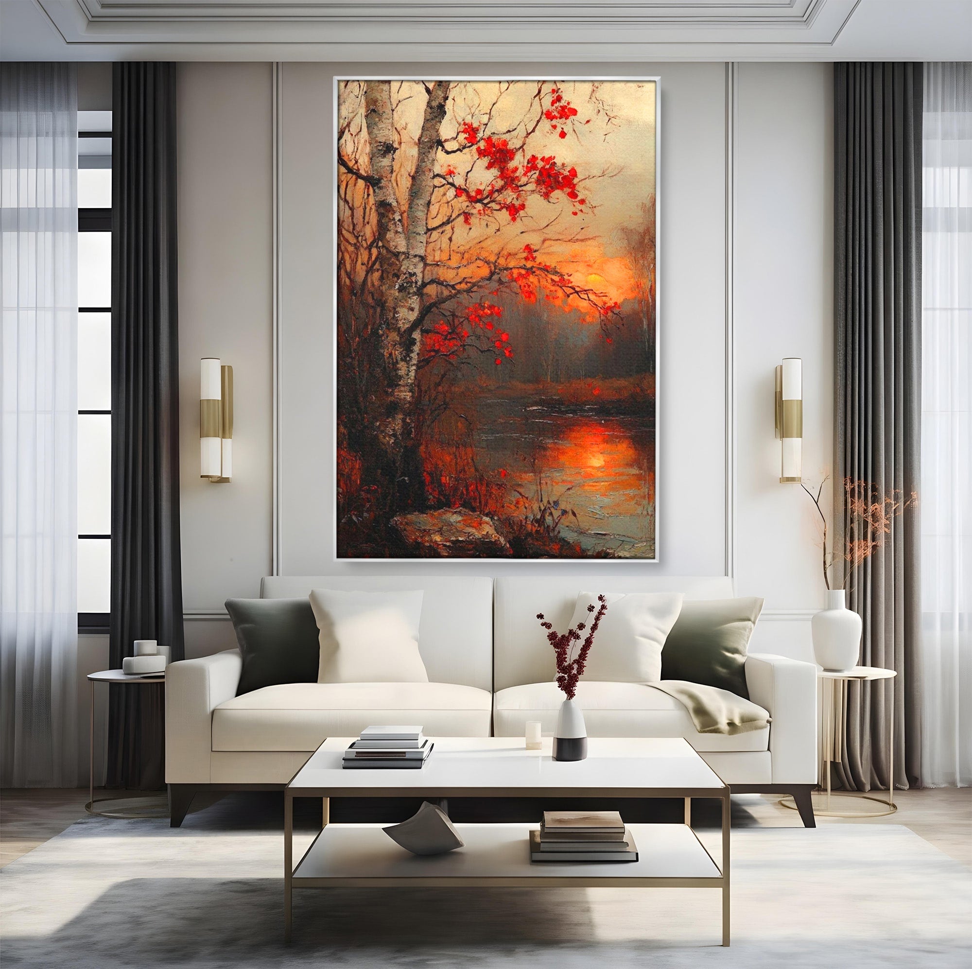 Tablou Canvas Premium LuxCanva® PI1070, Apus De Toamna, Anotimp, Toamna, Peisaj, Natura, Living, Culori Vibrante