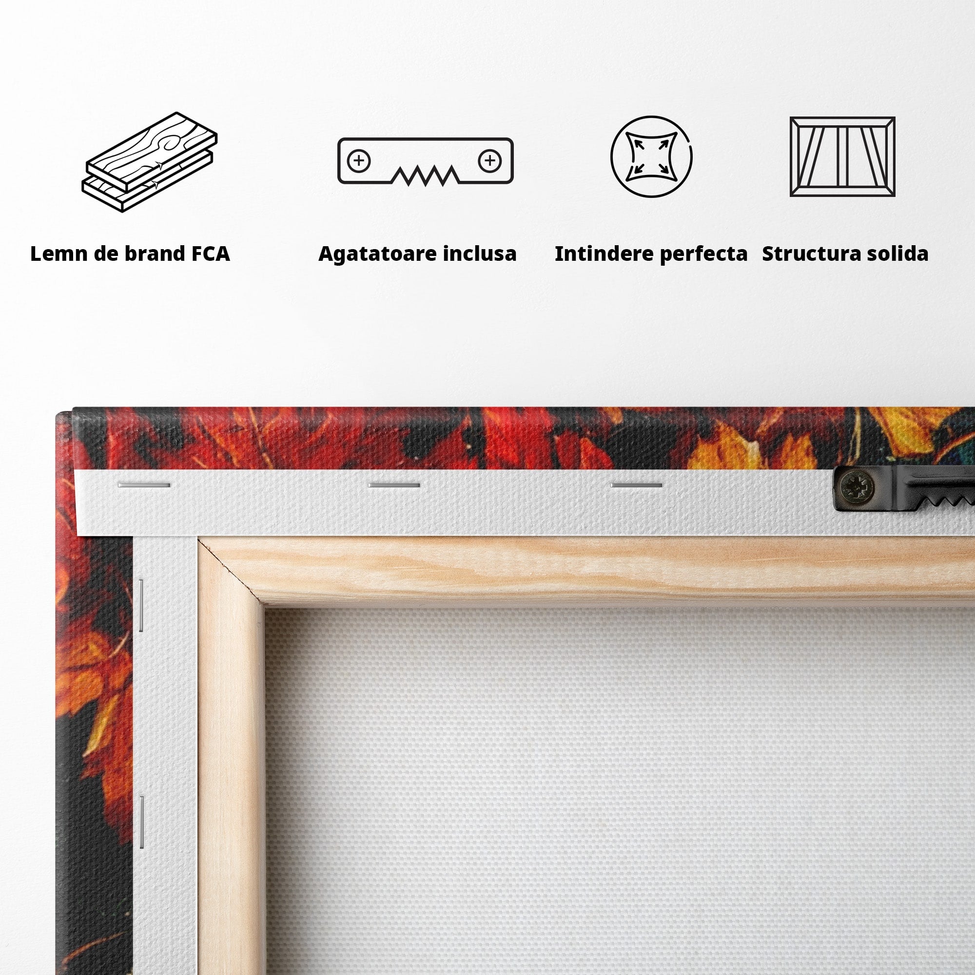 Tablou Canvas Premium LuxCanva® PI1071, Dovleci De Toamna, Portocaliu, Dovleci, Frunze, Natura, Living, Culori Vibrante