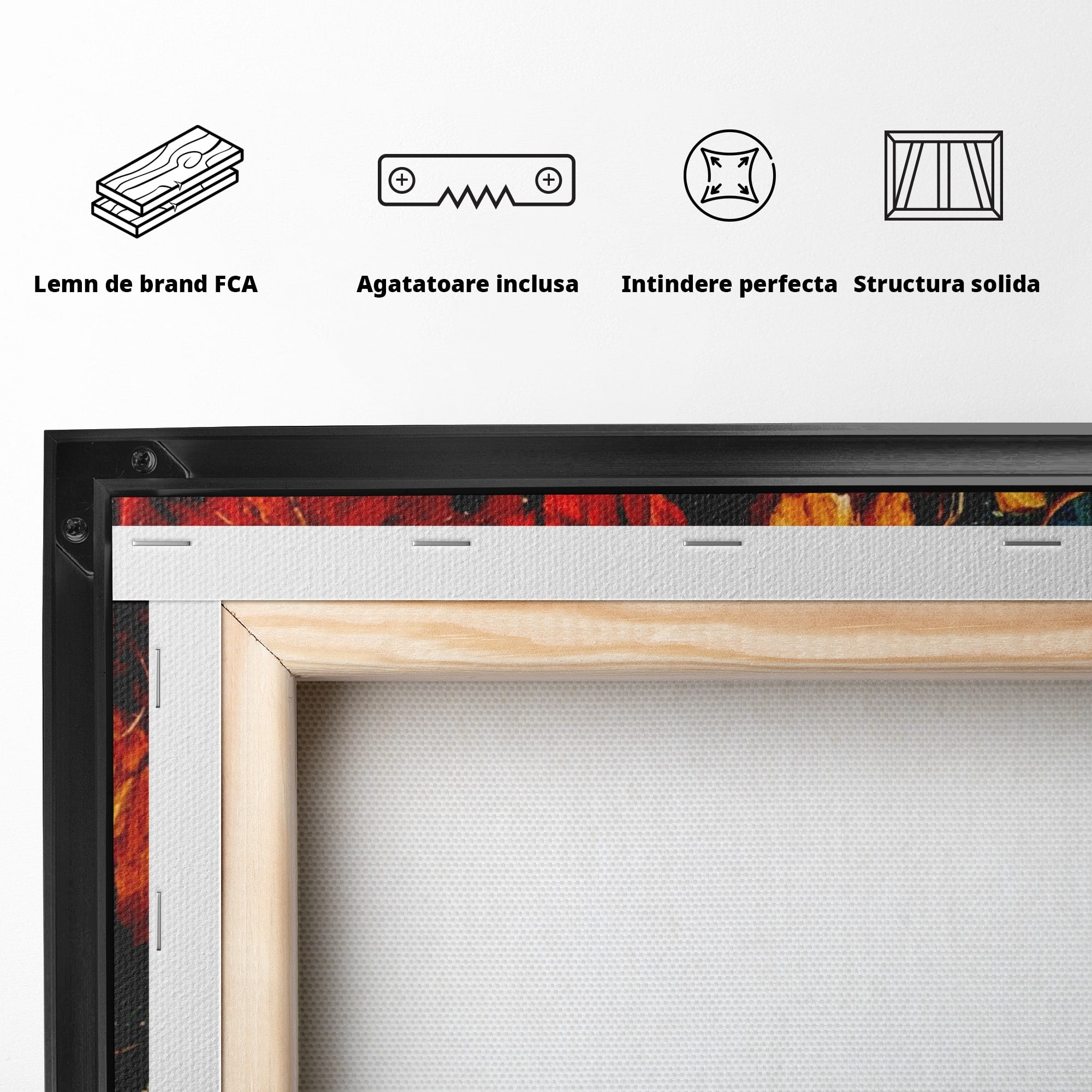 Tablou Canvas Premium LuxCanva® PI1071, Dovleci De Toamna, Portocaliu, Dovleci, Frunze, Natura, Living, Culori Vibrante