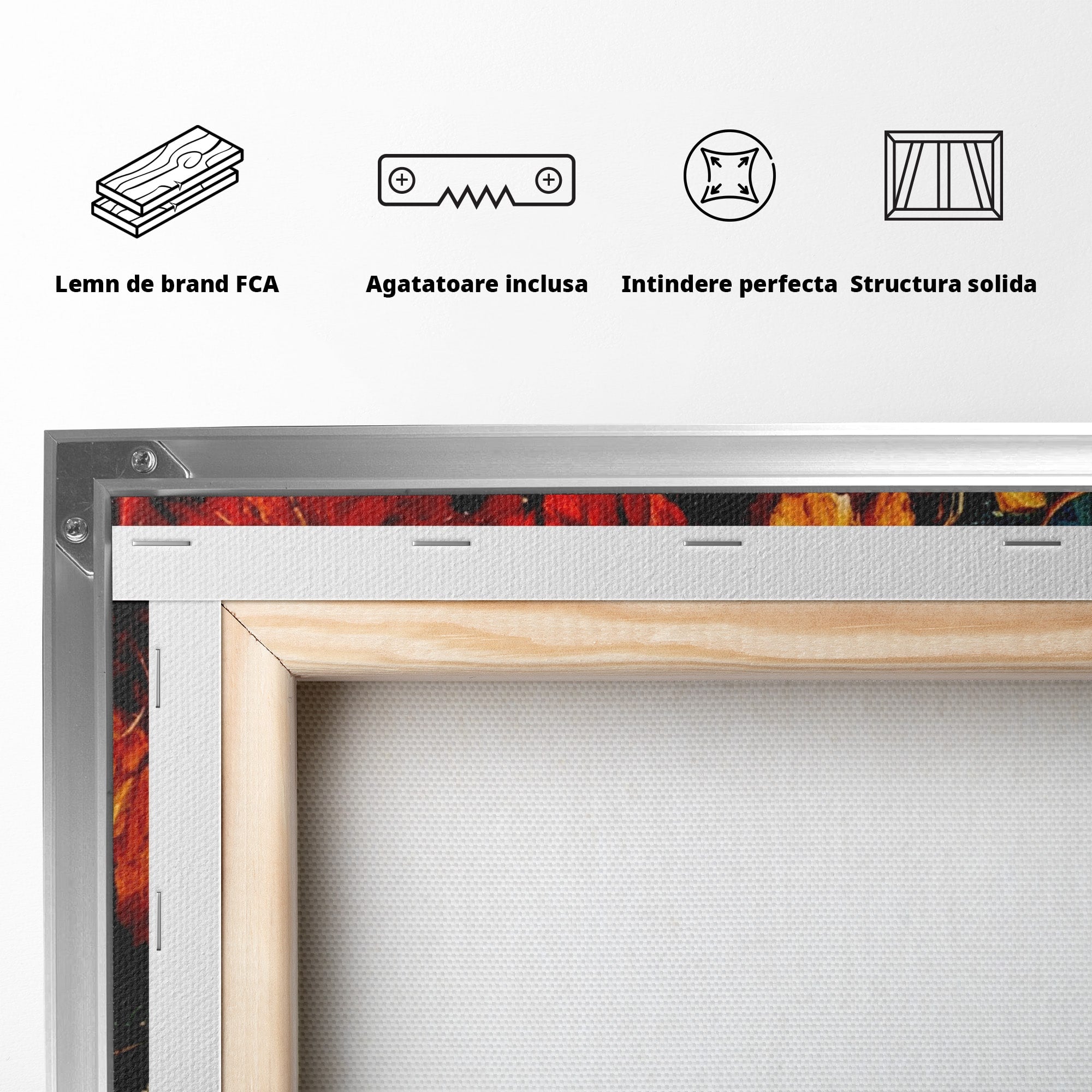 Tablou Canvas Premium LuxCanva® PI1071, Dovleci De Toamna, Portocaliu, Dovleci, Frunze, Natura, Living, Culori Vibrante