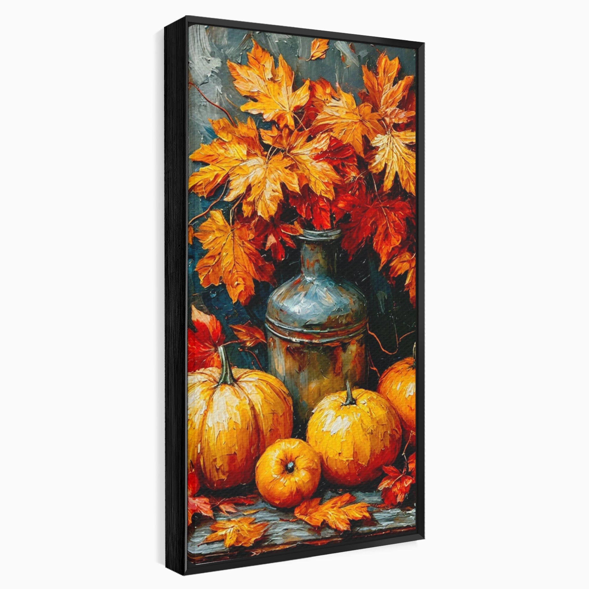 Tablou Canvas Premium LuxCanva® PI1071, Dovleci De Toamna, Portocaliu, Dovleci, Frunze, Natura, Living, Culori Vibrante