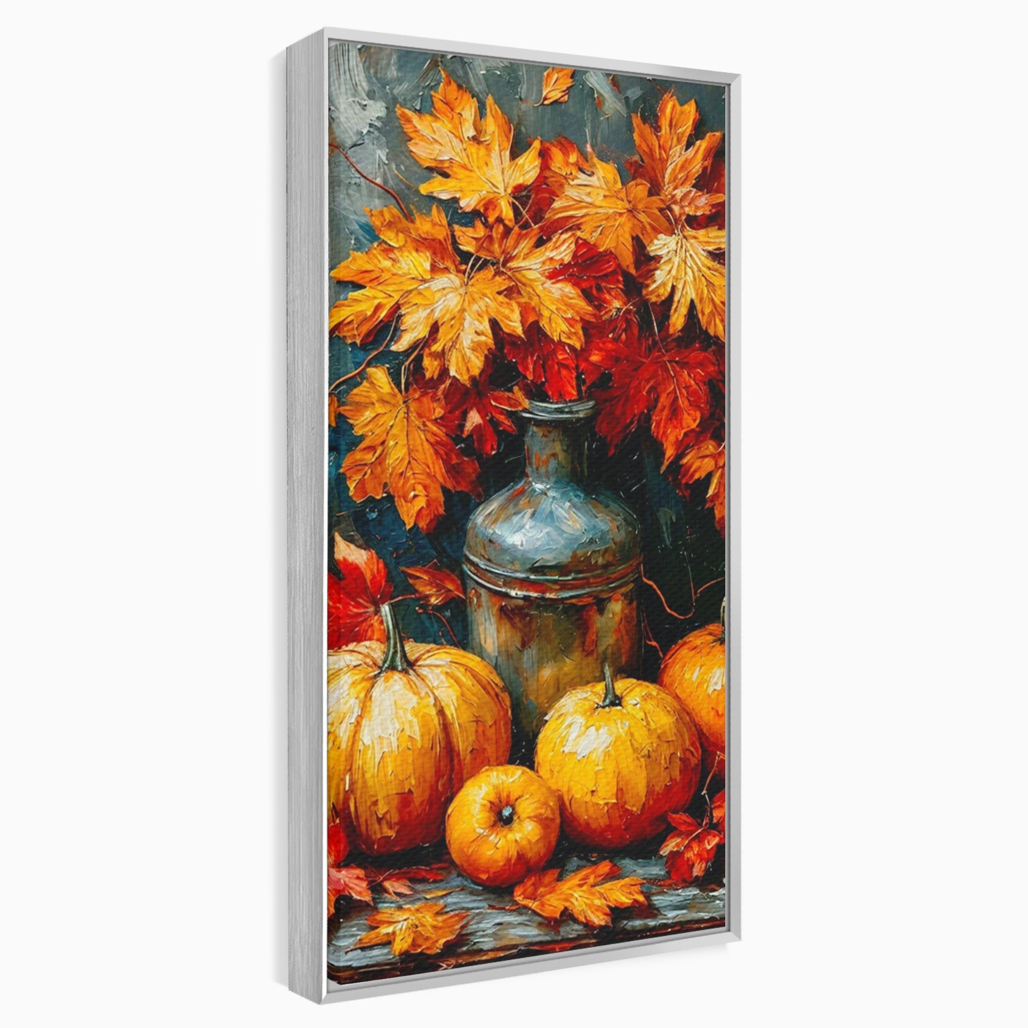 Tablou Canvas Premium LuxCanva® PI1071, Dovleci De Toamna, Portocaliu, Dovleci, Frunze, Natura, Living, Culori Vibrante