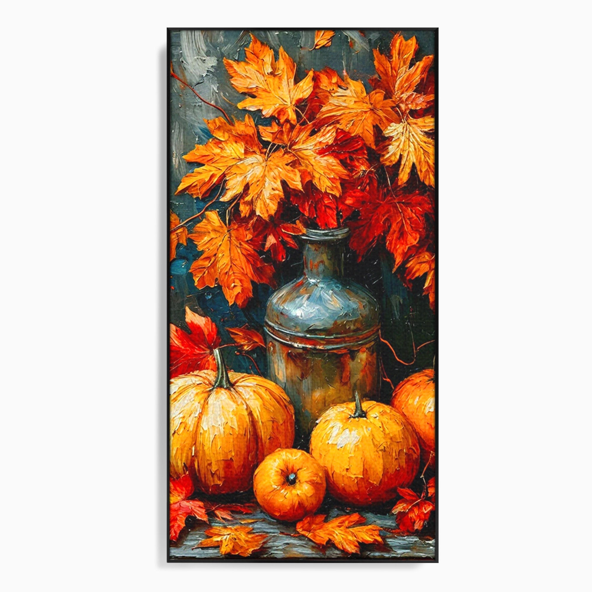 Tablou Canvas Premium LuxCanva® PI1071, Dovleci De Toamna, Portocaliu, Dovleci, Frunze, Natura, Living, Culori Vibrante