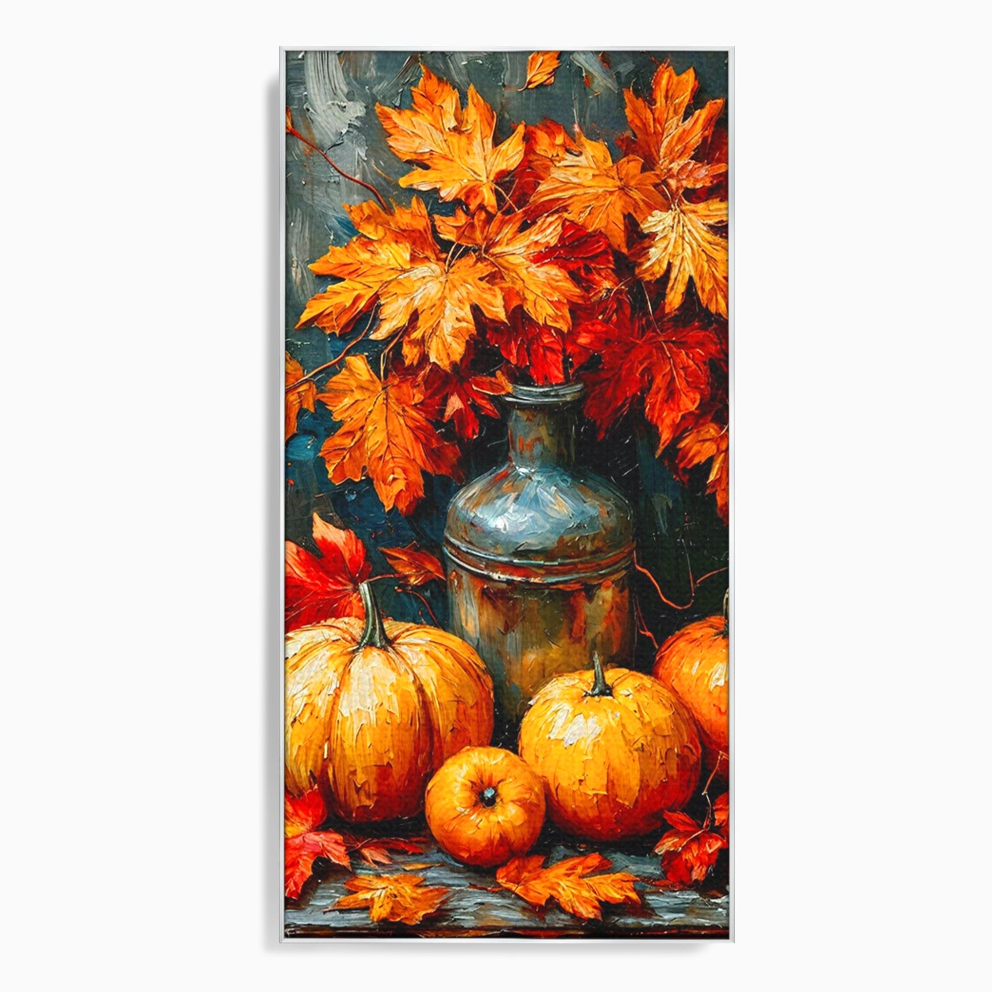 Tablou Canvas Premium LuxCanva® PI1071, Dovleci De Toamna, Portocaliu, Dovleci, Frunze, Natura, Living, Culori Vibrante