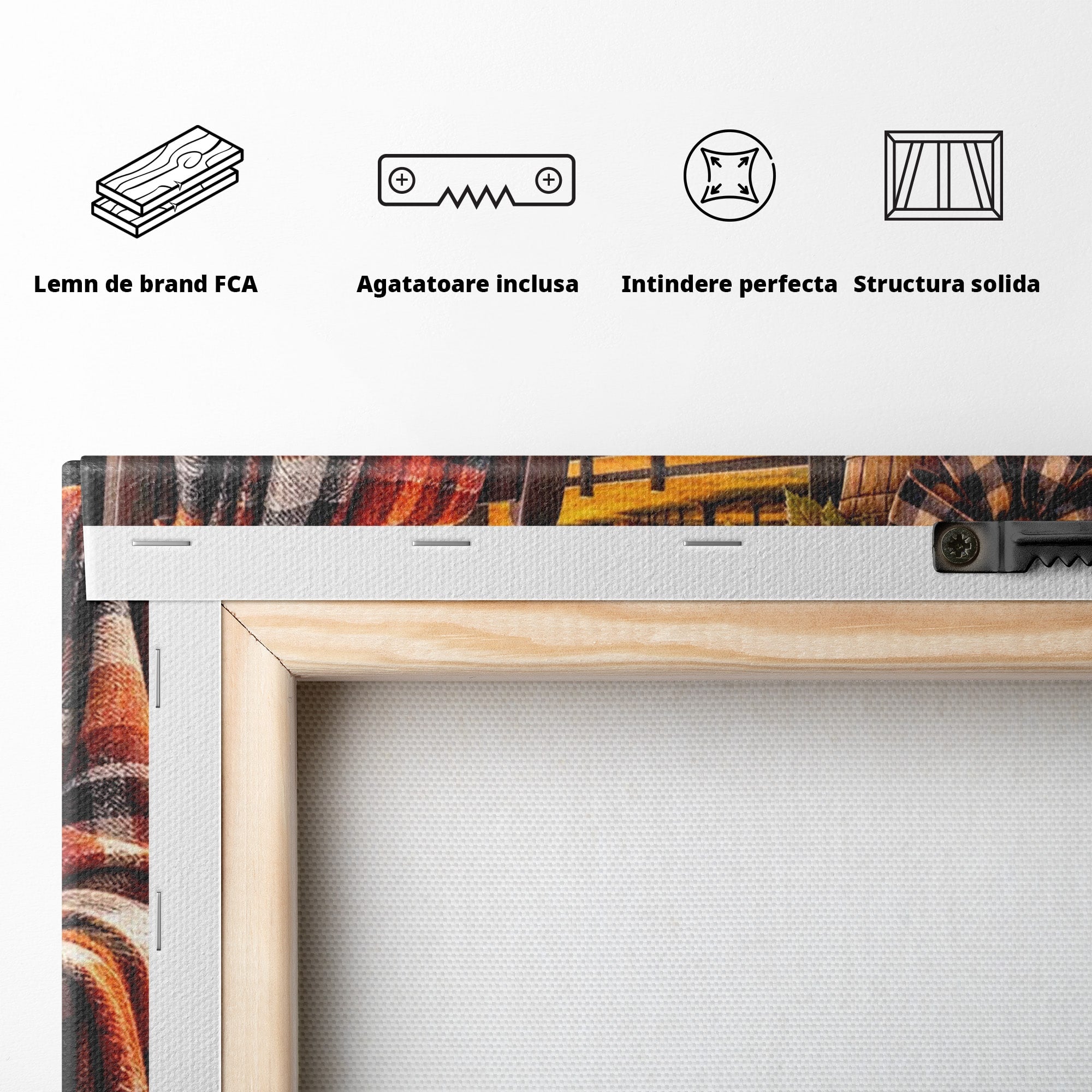 Tablou Canvas Premium LuxCanva® PI1072, Bine Ai Venit Toamna, Armonie, Decor Rustic, Lanterna, Living, Culori Calde, Culori Vibrante