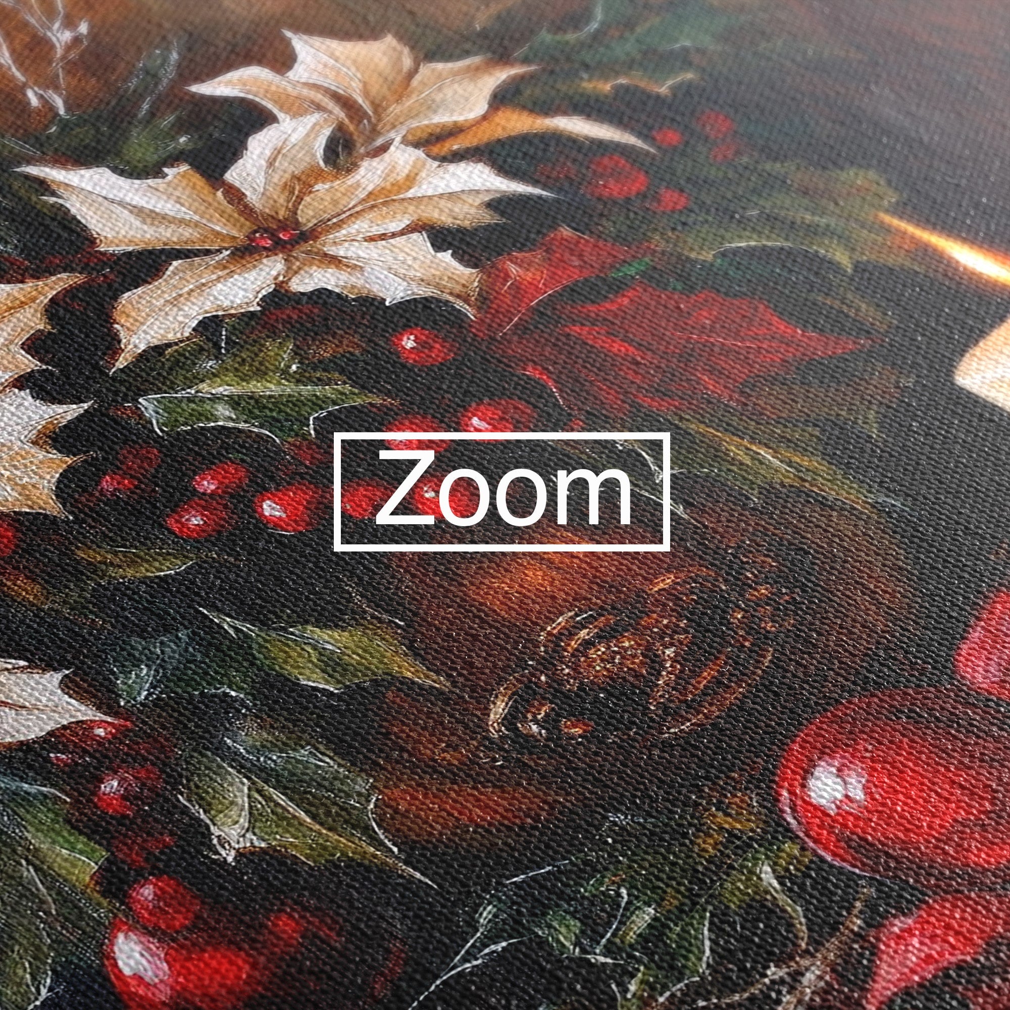 Tablou Canvas Premium LuxCanva® PI1074, Flori De Craciun, Iarna, Craciun, Decor, Lumanare, Living, Culori Vibrante
