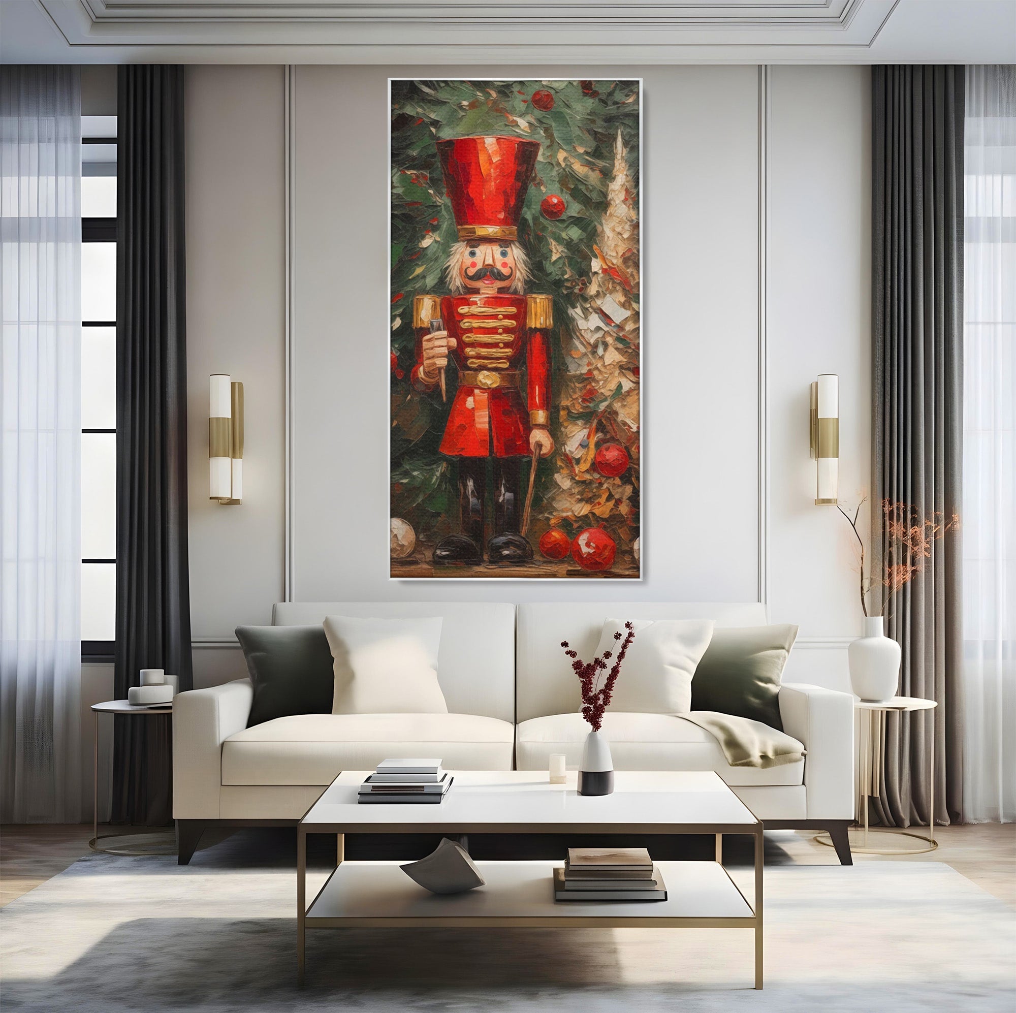 Tablou Canvas Premium LuxCanva® PI1075, Spargator De Nuci Festiv, Craciun, Soldat, Decoratiuni, Traditie, Living, Culori Vibrante