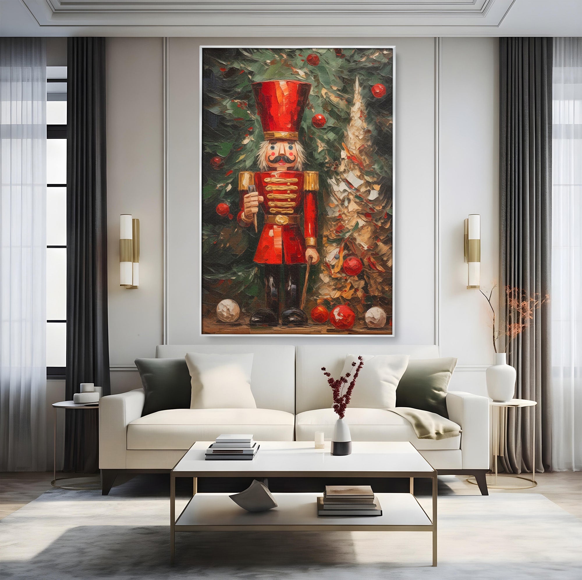 Tablou Canvas Premium LuxCanva® PI1075, Spargator De Nuci Festiv, Craciun, Soldat, Decoratiuni, Traditie, Living, Culori Vibrante