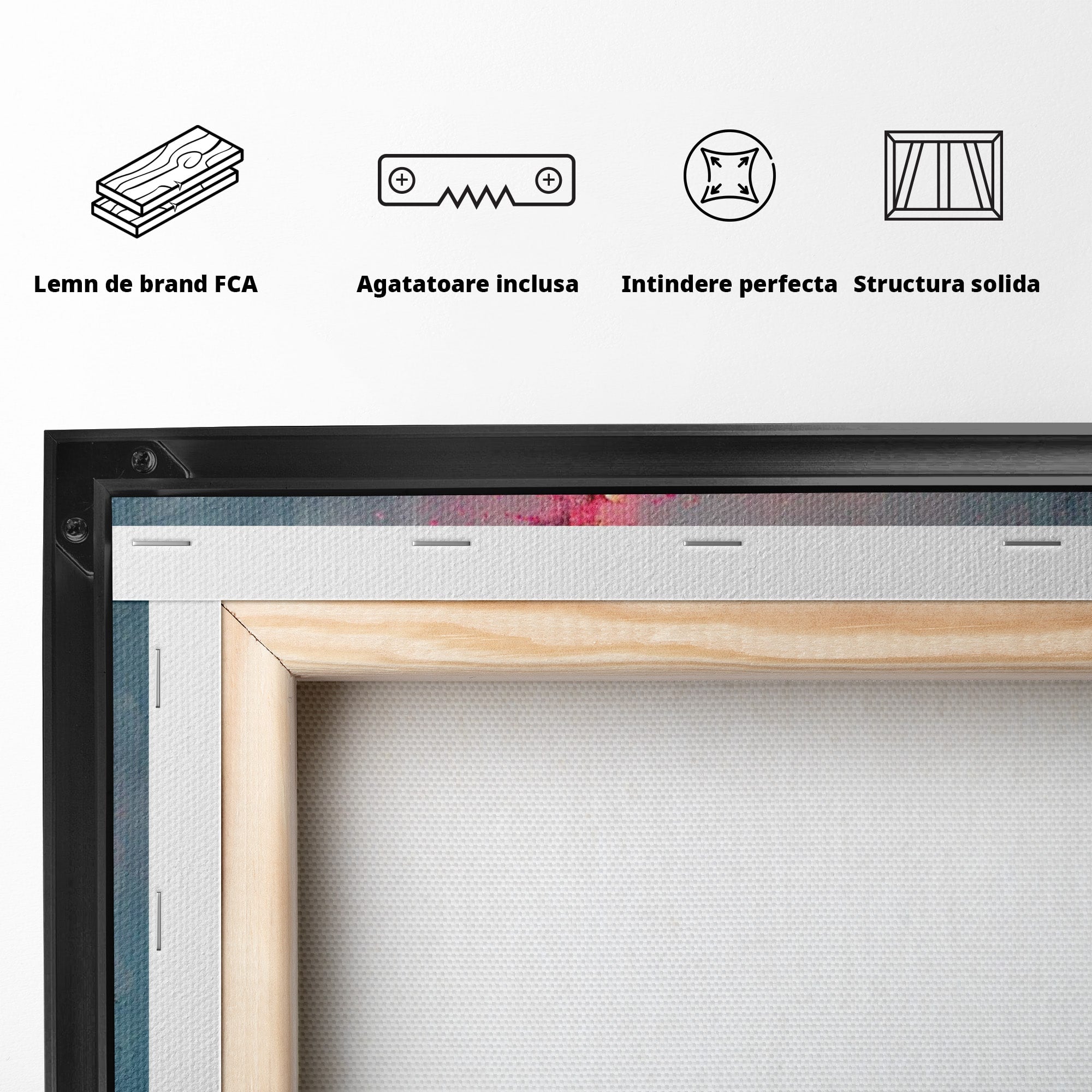 Tablou Canvas Premium LuxCanva® PI1077, Bradul Fermecat, Roz, Iarna, Peisaj, Stralucire, Living, Magie, Culori Vibrante
