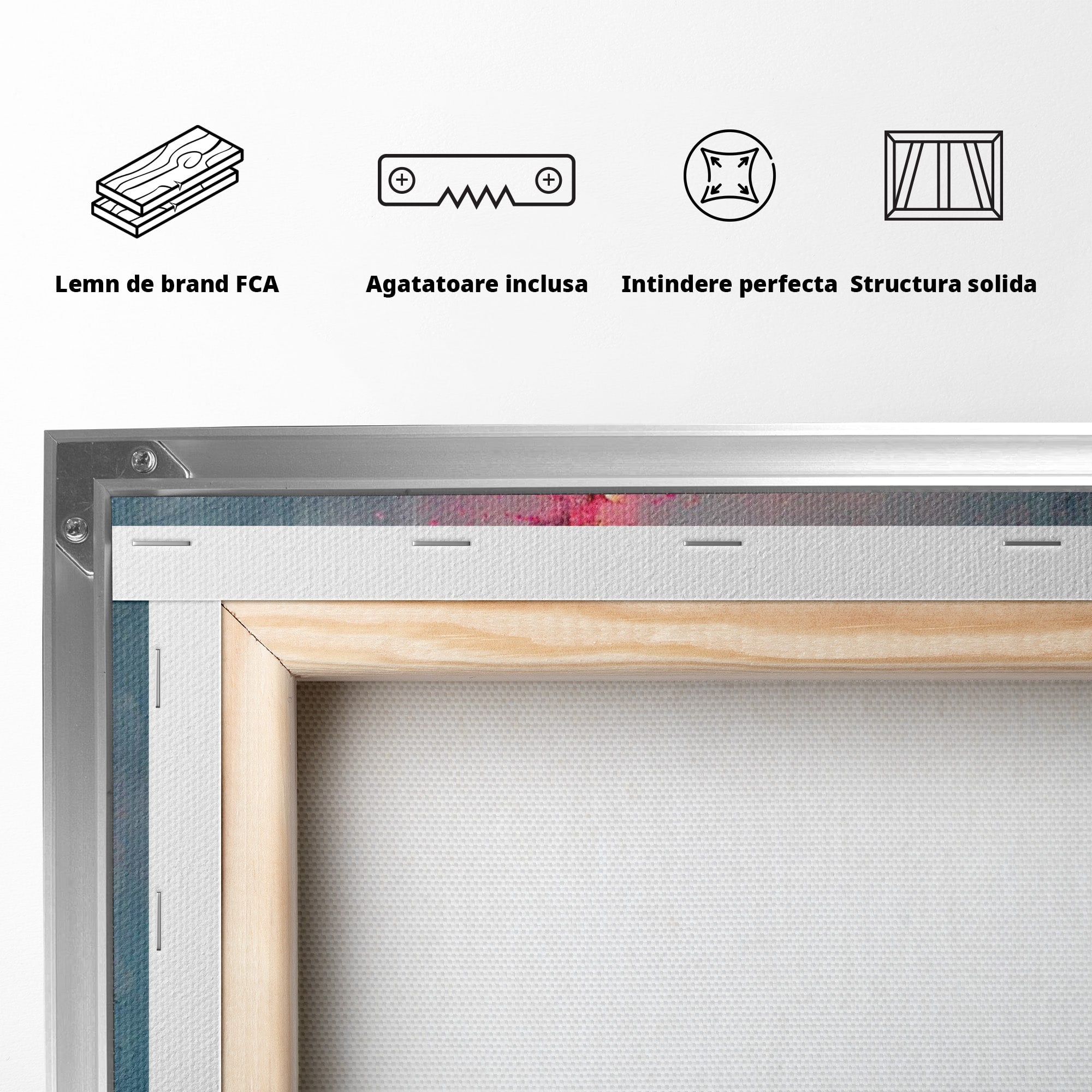 Tablou Canvas Premium LuxCanva® PI1077, Bradul Fermecat, Roz, Iarna, Peisaj, Stralucire, Living, Magie, Culori Vibrante