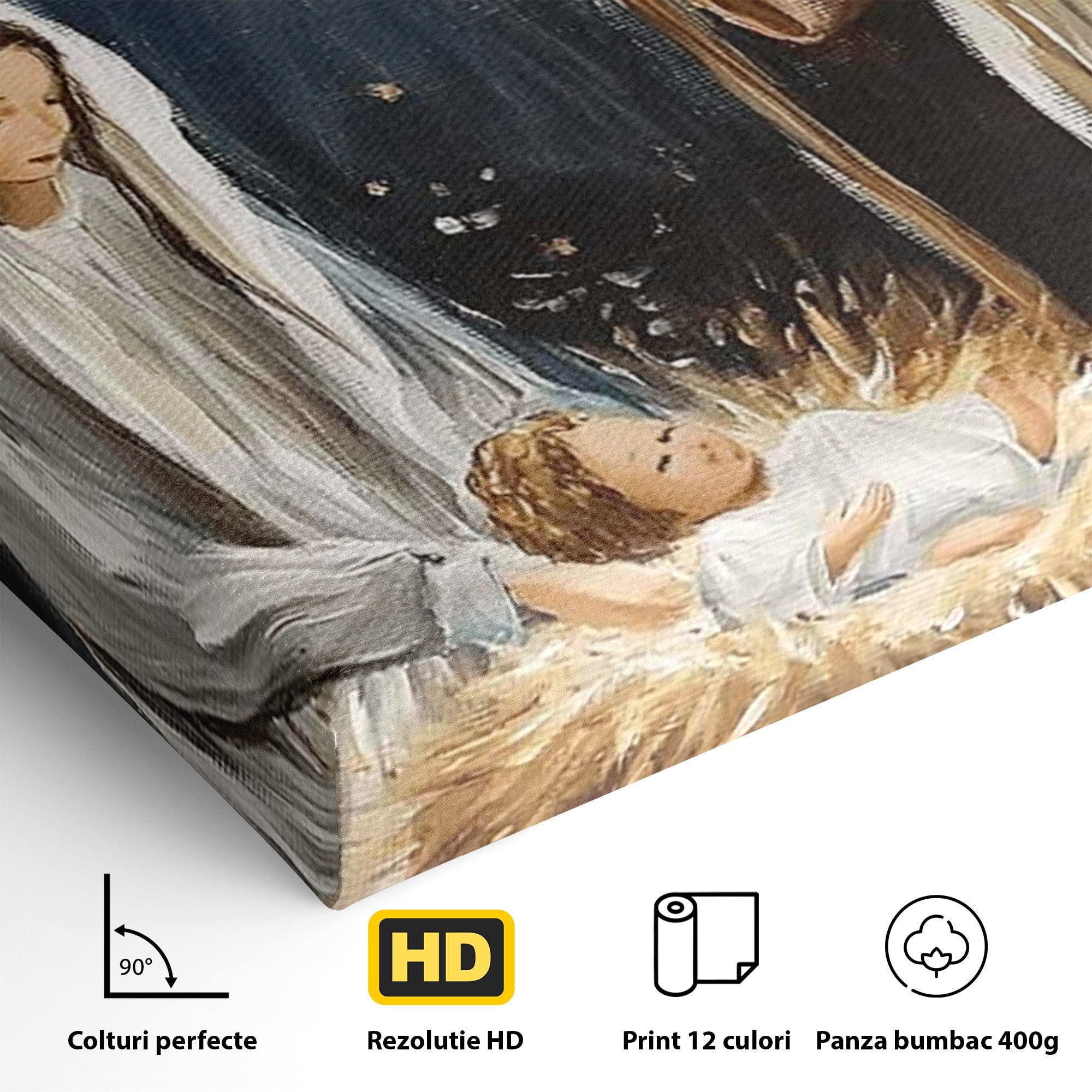 Tablou Canvas Premium LuxCanva® PI1078, Nasterea Domnului, Religie, Craciun, Familie, Spiritualitate, Dormitor, Culori Vibrante