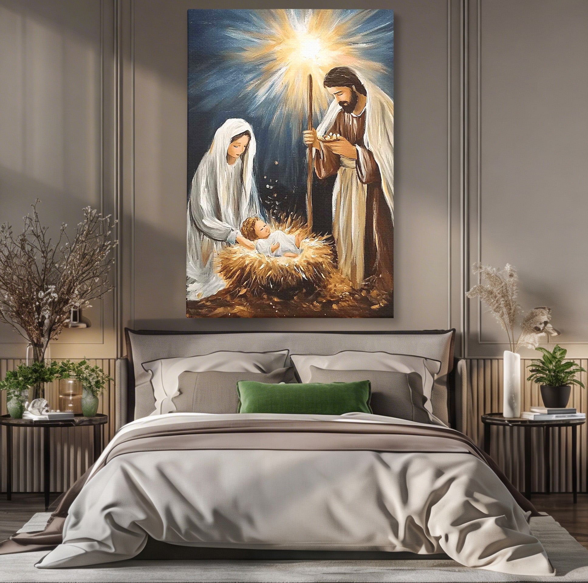 Tablou Canvas Premium LuxCanva® PI1078, Nasterea Domnului, Religie, Craciun, Familie, Spiritualitate, Dormitor, Culori Vibrante