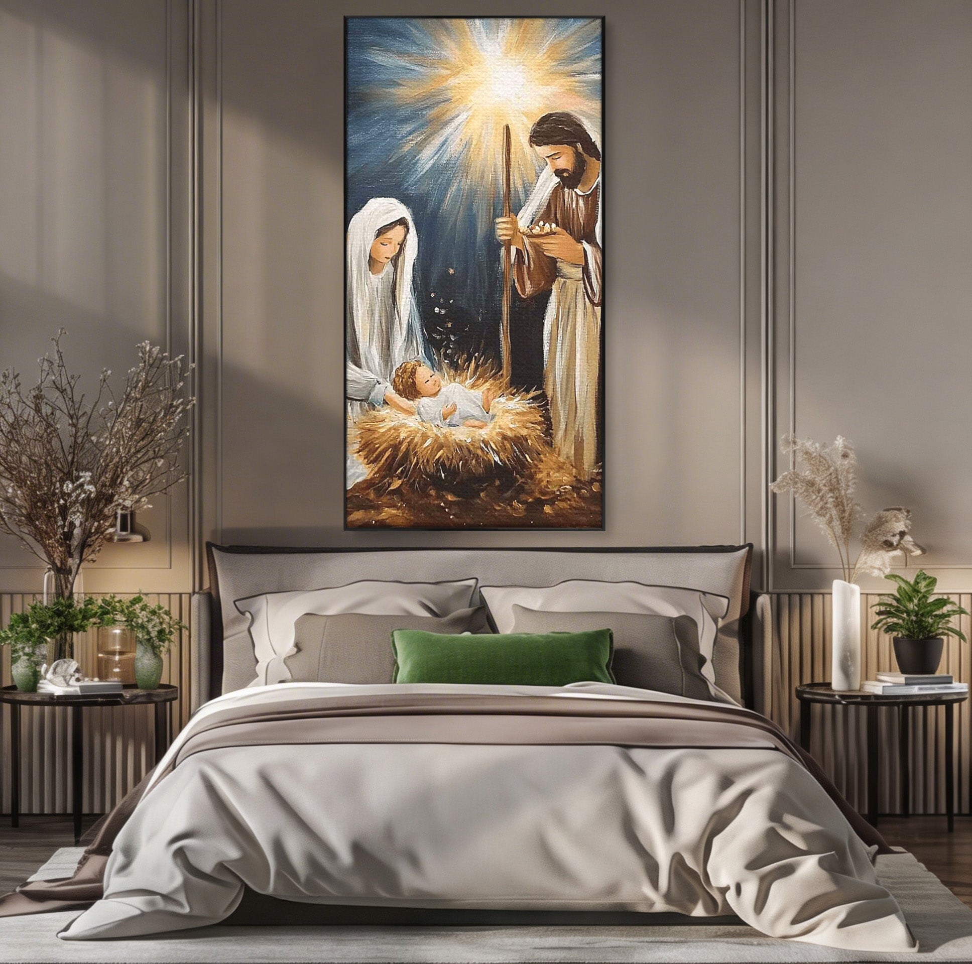 Tablou Canvas Premium LuxCanva® PI1078, Nasterea Domnului, Religie, Craciun, Familie, Spiritualitate, Dormitor, Culori Vibrante
