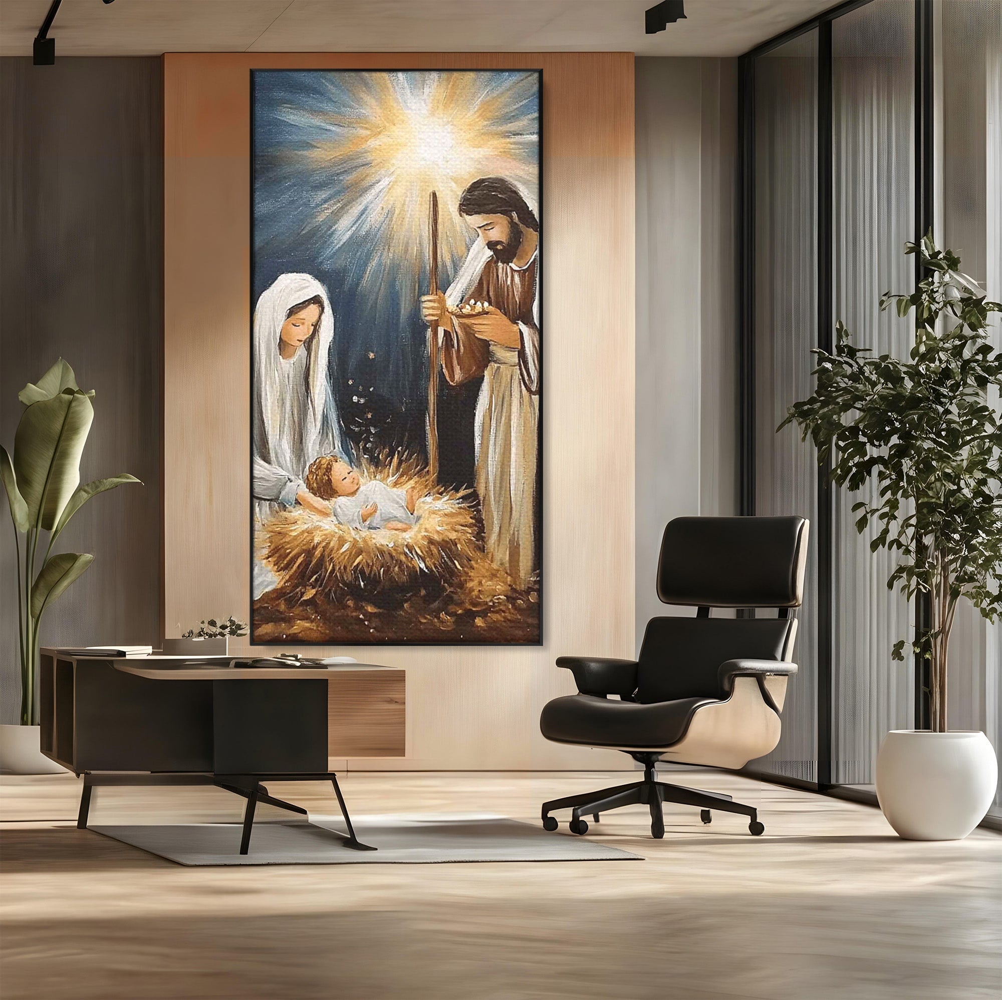 Tablou Canvas Premium LuxCanva® PI1078, Nasterea Domnului, Religie, Craciun, Familie, Spiritualitate, Dormitor, Culori Vibrante