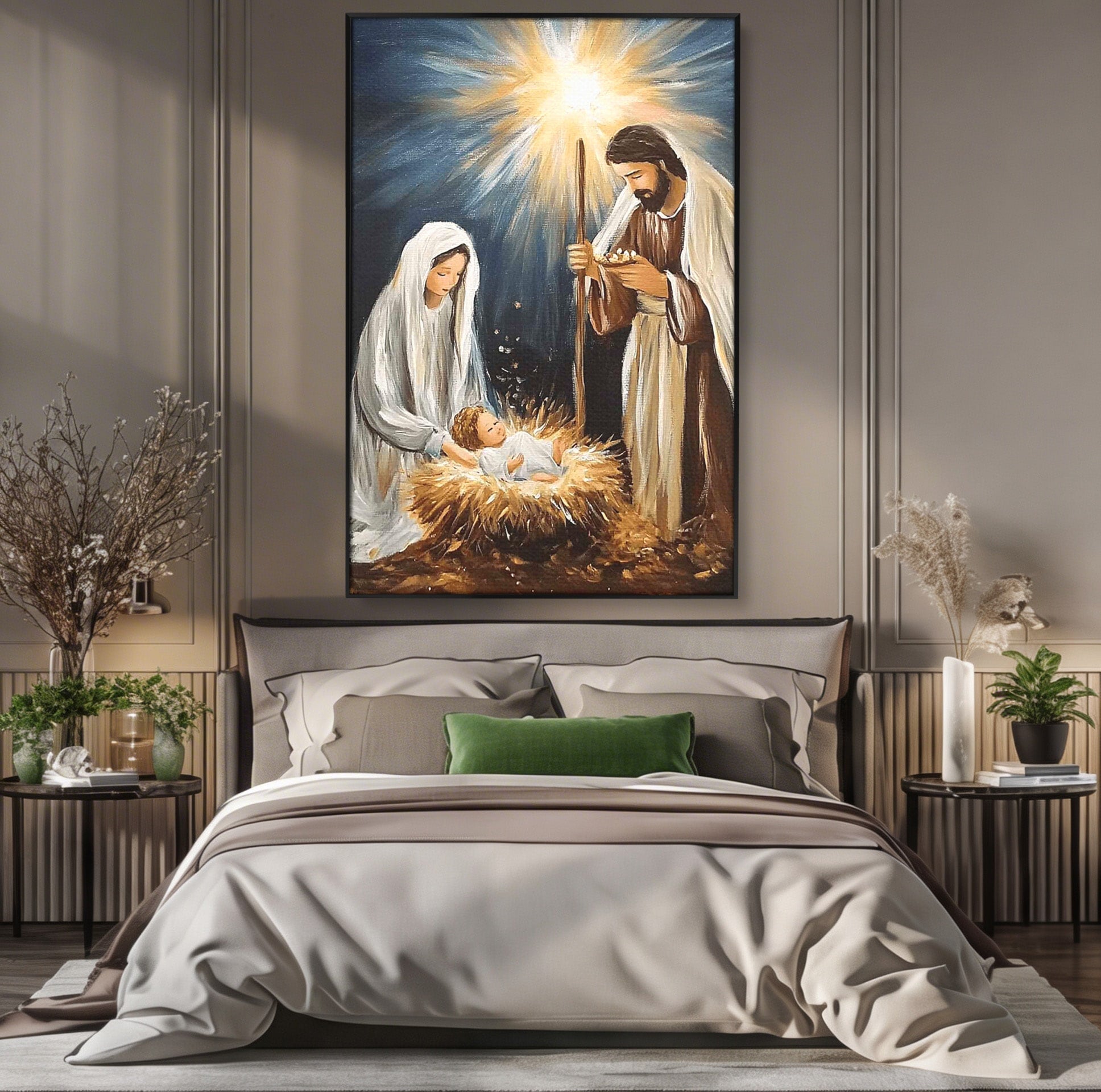 Tablou Canvas Premium LuxCanva® PI1078, Nasterea Domnului, Religie, Craciun, Familie, Spiritualitate, Dormitor, Culori Vibrante