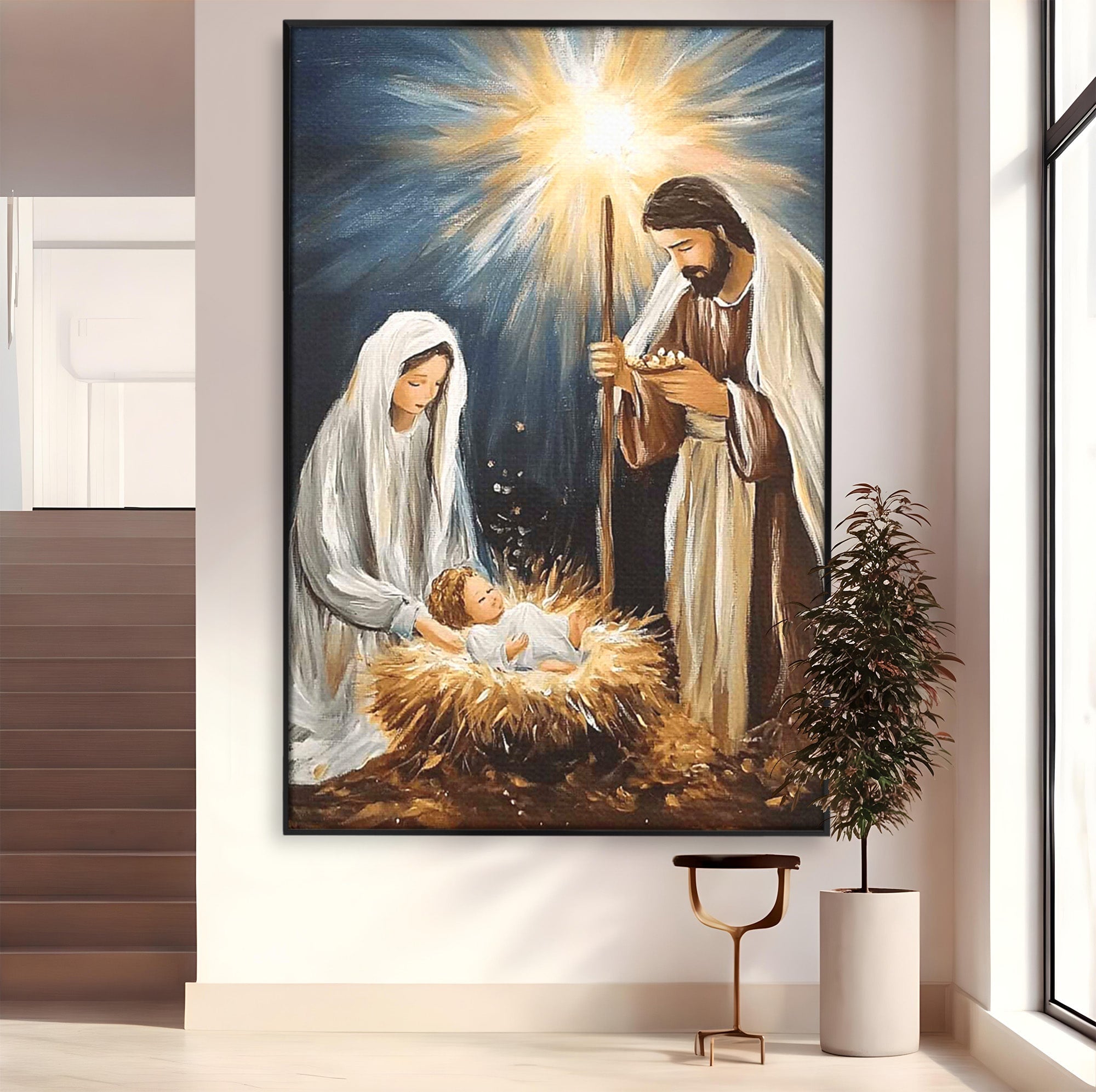 Tablou Canvas Premium LuxCanva® PI1078, Nasterea Domnului, Religie, Craciun, Familie, Spiritualitate, Dormitor, Culori Vibrante
