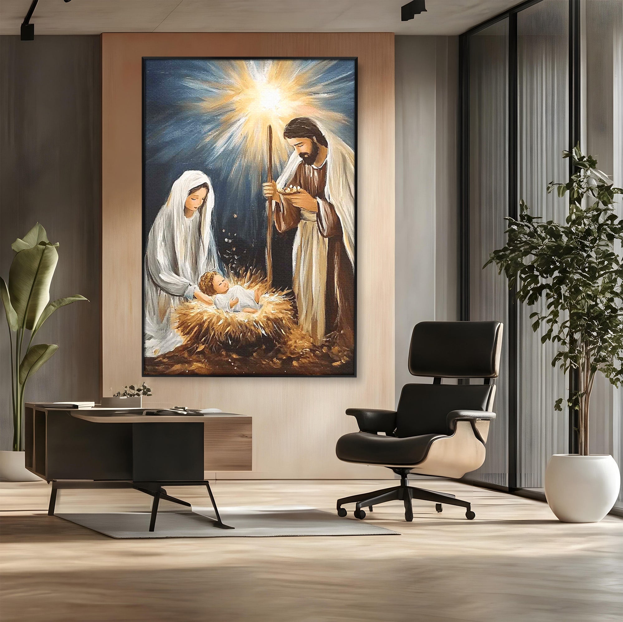 Tablou Canvas Premium LuxCanva® PI1078, Nasterea Domnului, Religie, Craciun, Familie, Spiritualitate, Dormitor, Culori Vibrante