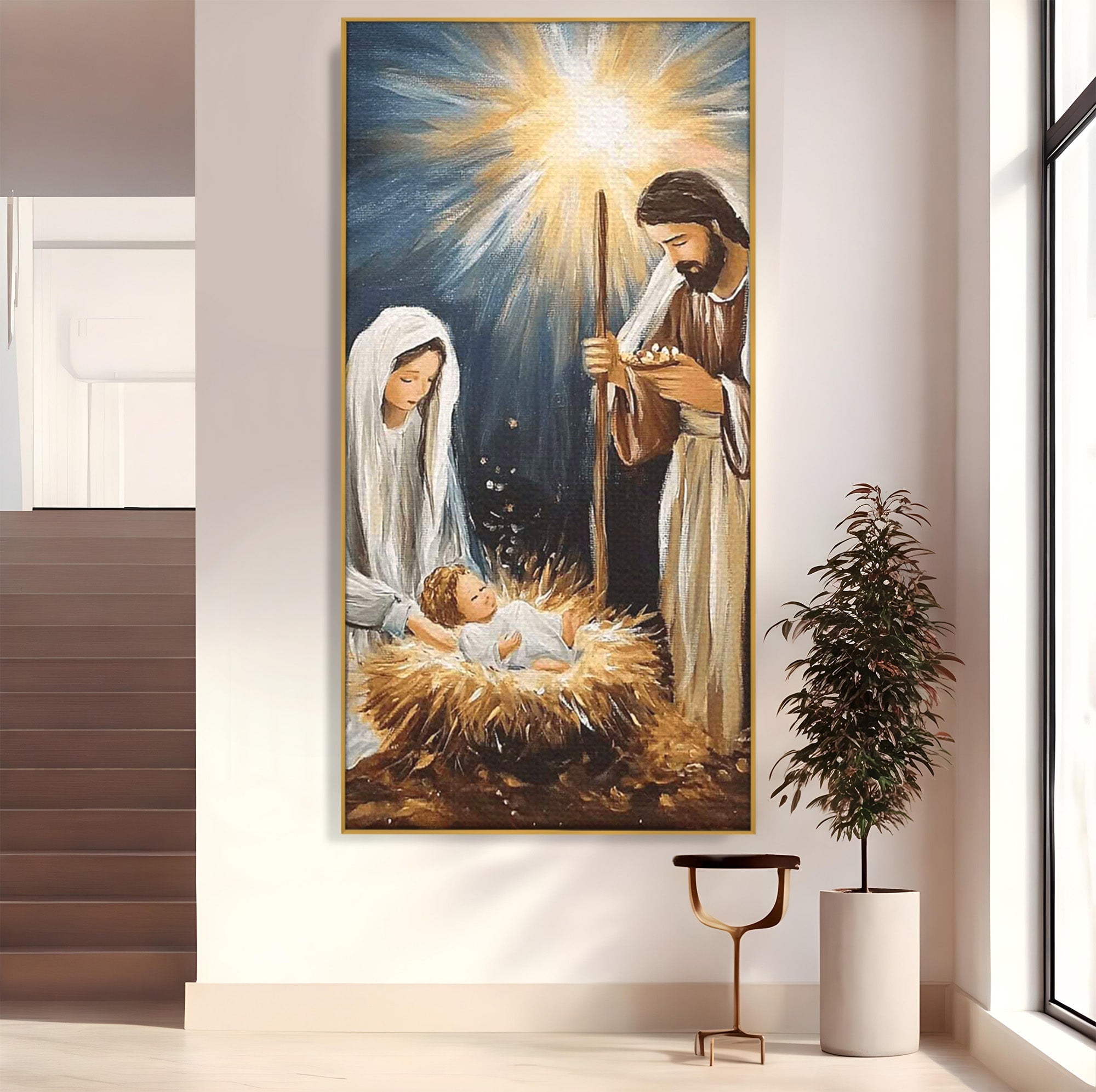 Tablou Canvas Premium LuxCanva® PI1078, Nasterea Domnului, Religie, Craciun, Familie, Spiritualitate, Dormitor, Culori Vibrante