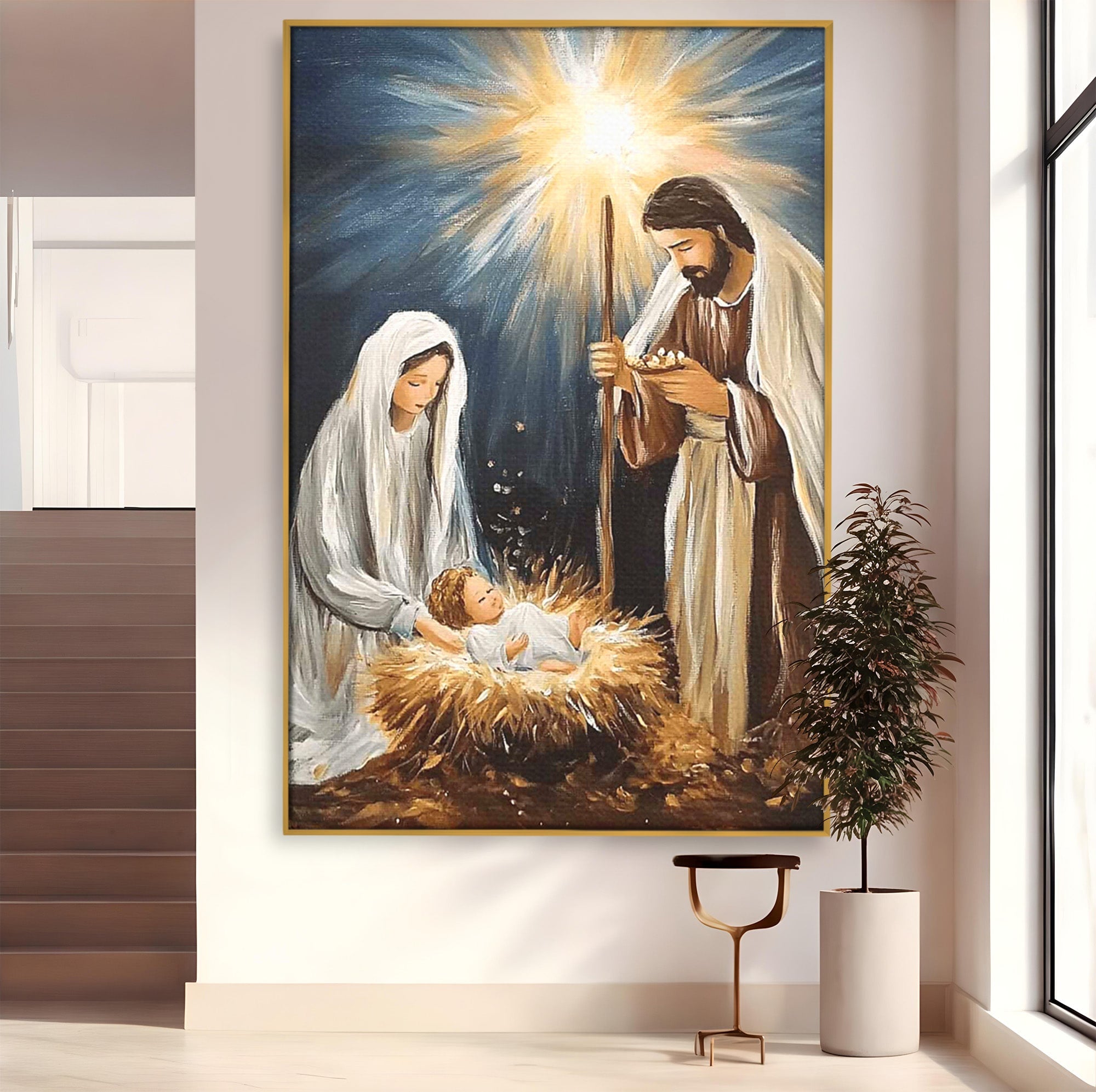 Tablou Canvas Premium LuxCanva® PI1078, Nasterea Domnului, Religie, Craciun, Familie, Spiritualitate, Dormitor, Culori Vibrante