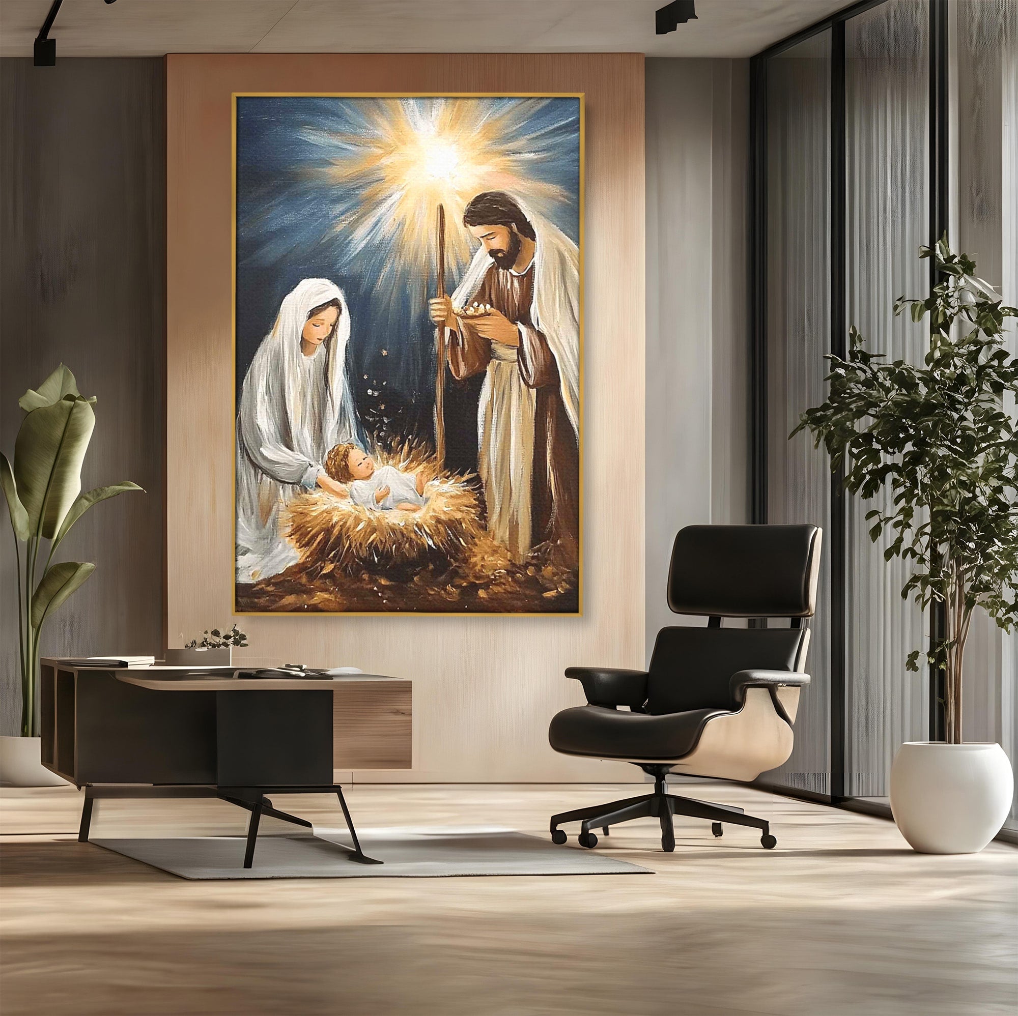 Tablou Canvas Premium LuxCanva® PI1078, Nasterea Domnului, Religie, Craciun, Familie, Spiritualitate, Dormitor, Culori Vibrante