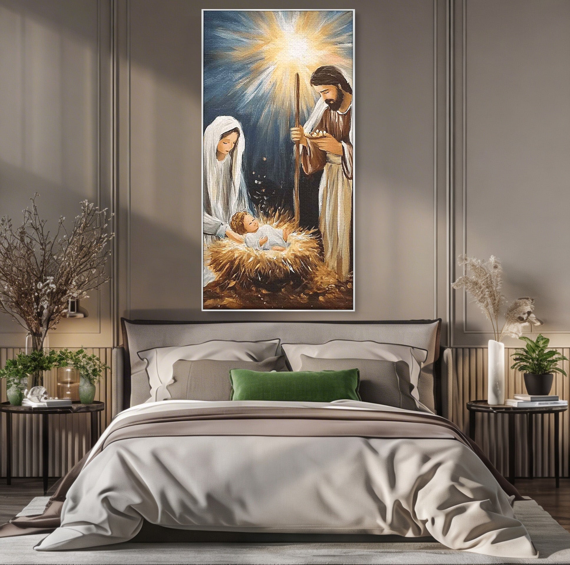 Tablou Canvas Premium LuxCanva® PI1078, Nasterea Domnului, Religie, Craciun, Familie, Spiritualitate, Dormitor, Culori Vibrante